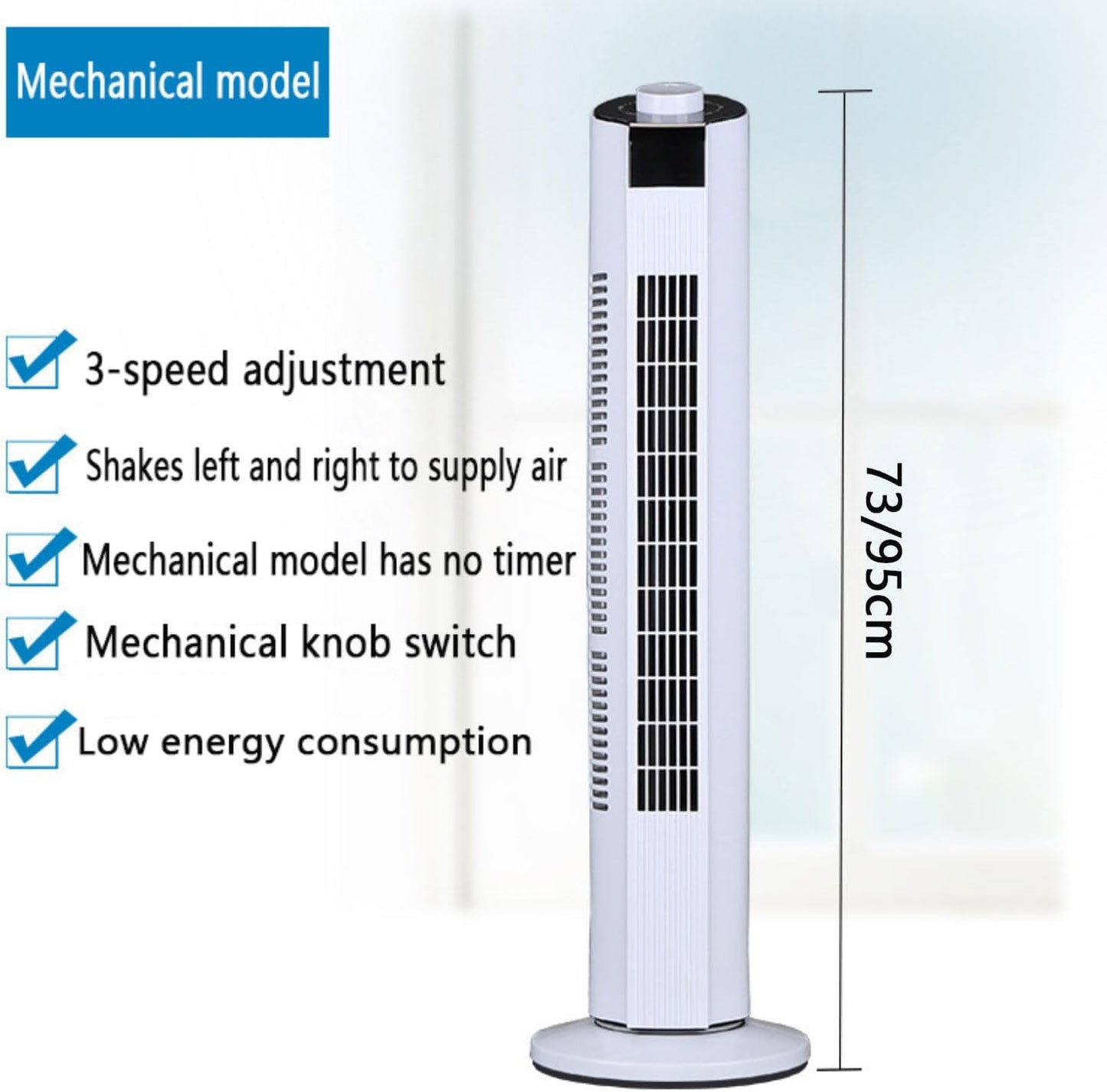  Ventilateur De Tour, Refroidisseur D'air De Chambre à 3 Vitesses Avec 60 Oscillation, Minuterie 12H, Affichage LED, Ventilateur De Stand-up électrique Silencieux Sans Lame Pour Le Bureau à Domicile
