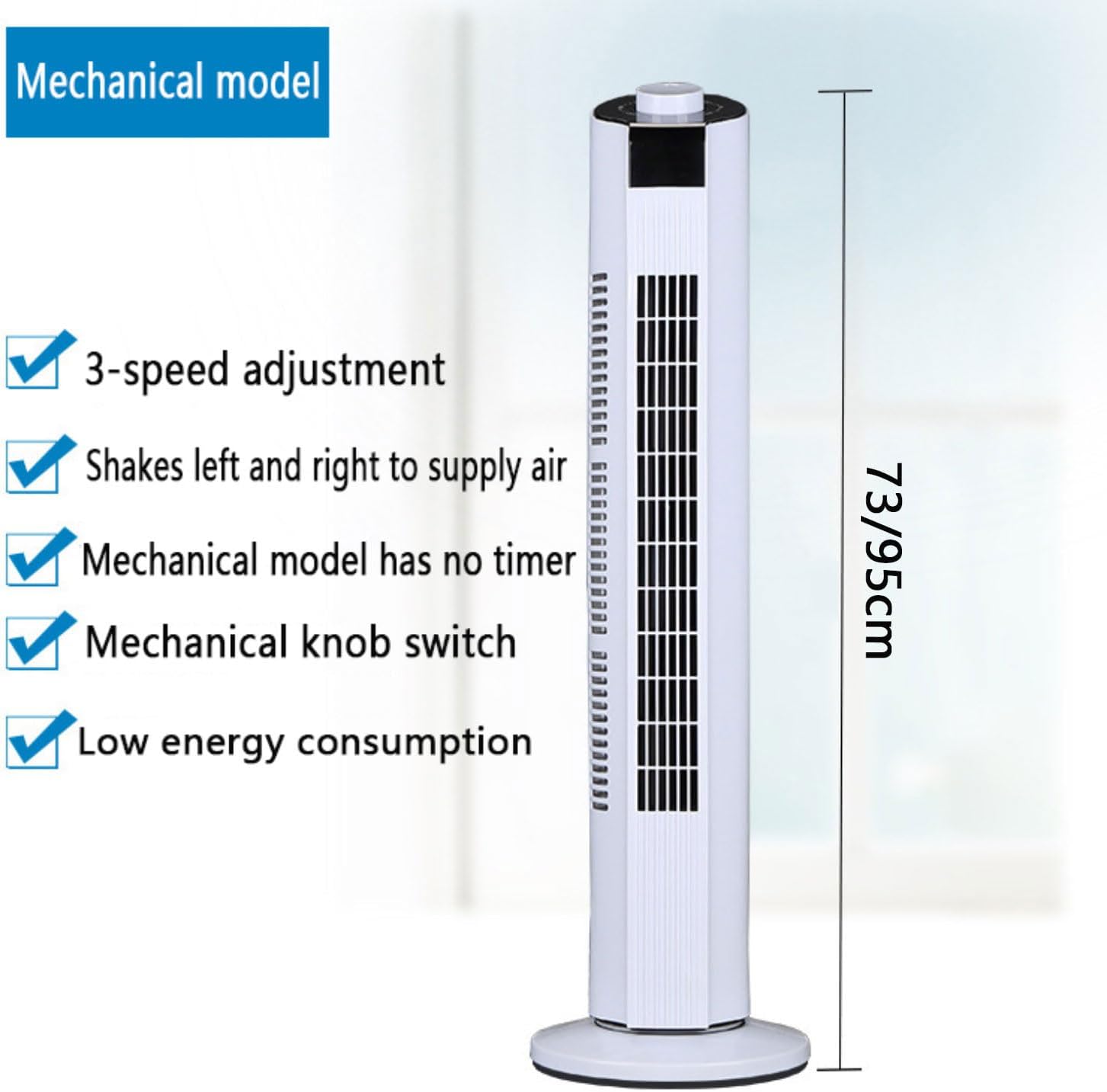  Ventilateur De Tour, Refroidisseur D'air De Chambre à 3 Vitesses Avec 60 Oscillation, Minuterie 12H, Affichage LED, Ventilateur De Stand-up électrique Silencieux Sans Lame Pour Le Bureau à Domicile