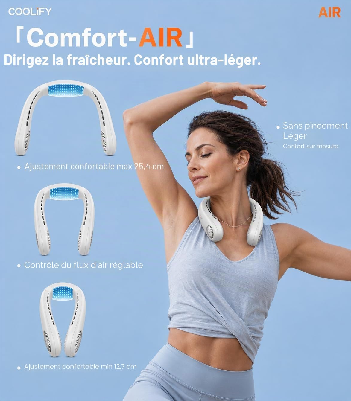  TORRAS COOLiFY Air 2025 Ventilateur De Cou Amélioré Climatiseur, Refroidissement Pro à Double Flux D'air, Ventilateur Portable Ultra-léger Rechargeable, Ventilateur De Refroidissement Personnel