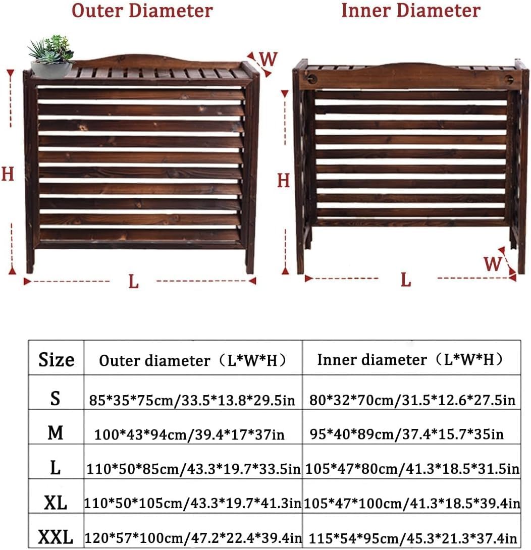 GENERIC Housse En Bois Massif Pour Climatiseur Et Support De Fleurs Avec Stores Finition Marron élégante Taille 105 X 47 X 100 Cm – Parfait Pour La Décoration De La Maison Et La Protection De La Climatisation
