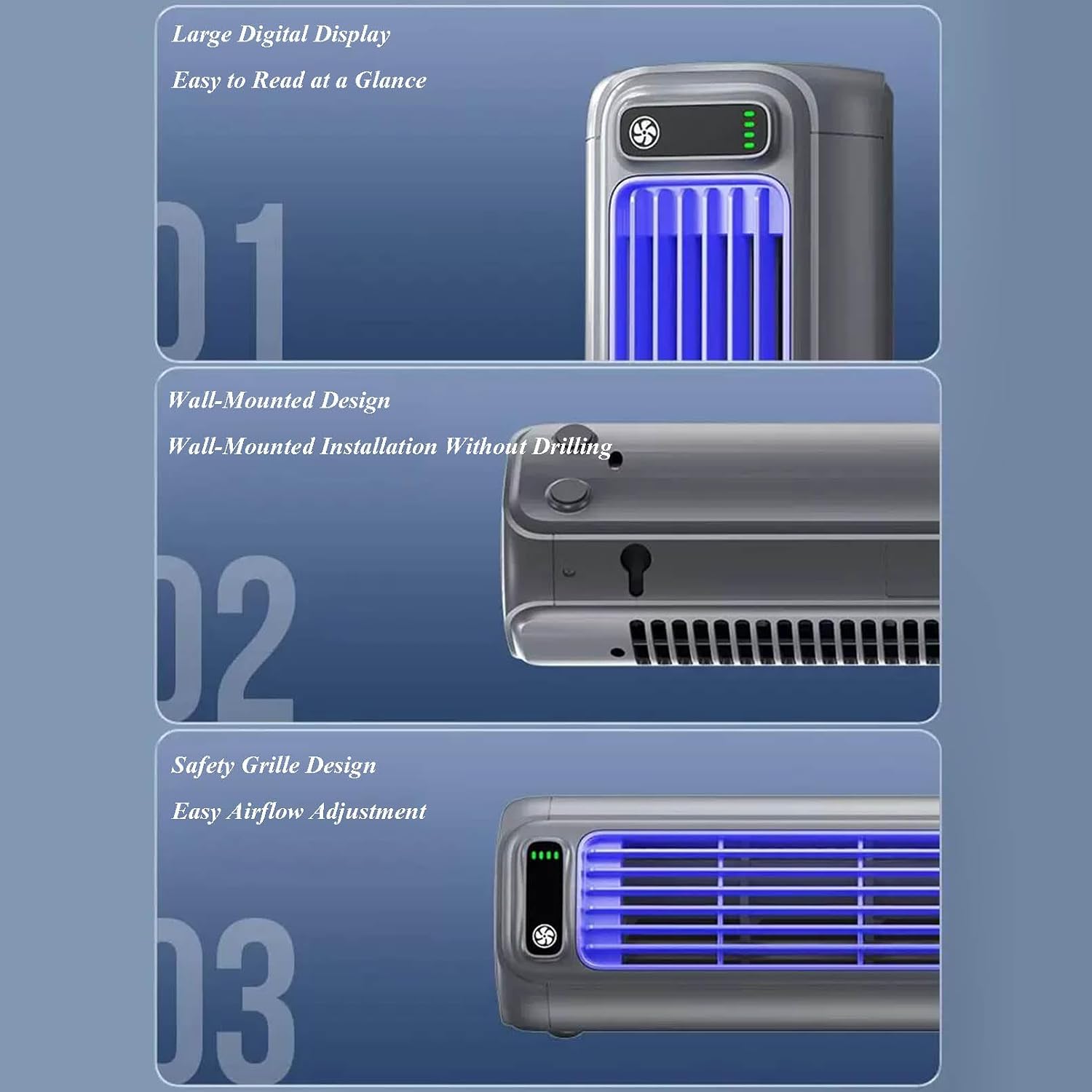 GENERIC Ventilateur De Refroidisseur D'air Portable à 3 Vitesses, Unité De Bureau à Batterie De 2000mAh Avec Charge USB, Circulateur D'air Turbo Sans Lame Silencieux Pour La Chambre De Bureau à Domicile, Conc