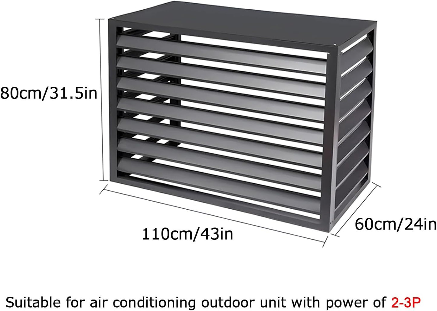  Lot De 2 Grilles De Protection Pour Climatiseurs Mini-Split Extérieurs, En Aluminium, Pour Protection De La Vie Privée, Pour Pompes à Chaleur, Antivol (Noir, 110 X 60 X 80 Cm)