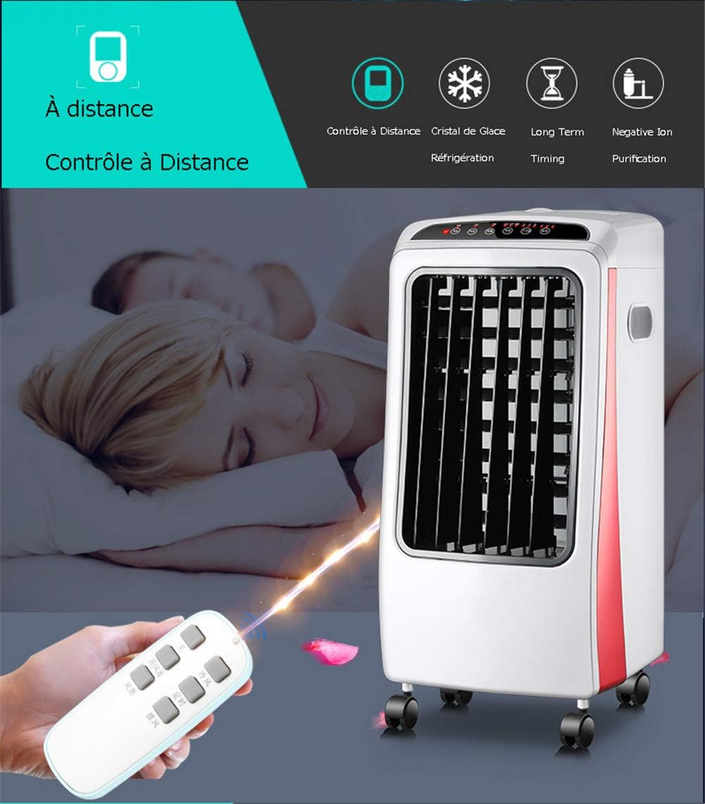  Climatiseur Portables Mobile 4 Fan De Roulettes Roues Climatisation Silencieux Ventilateurs Cold Fan Home De Humidificateur Trois Modes Fonction De Refroidissement (Rouge)