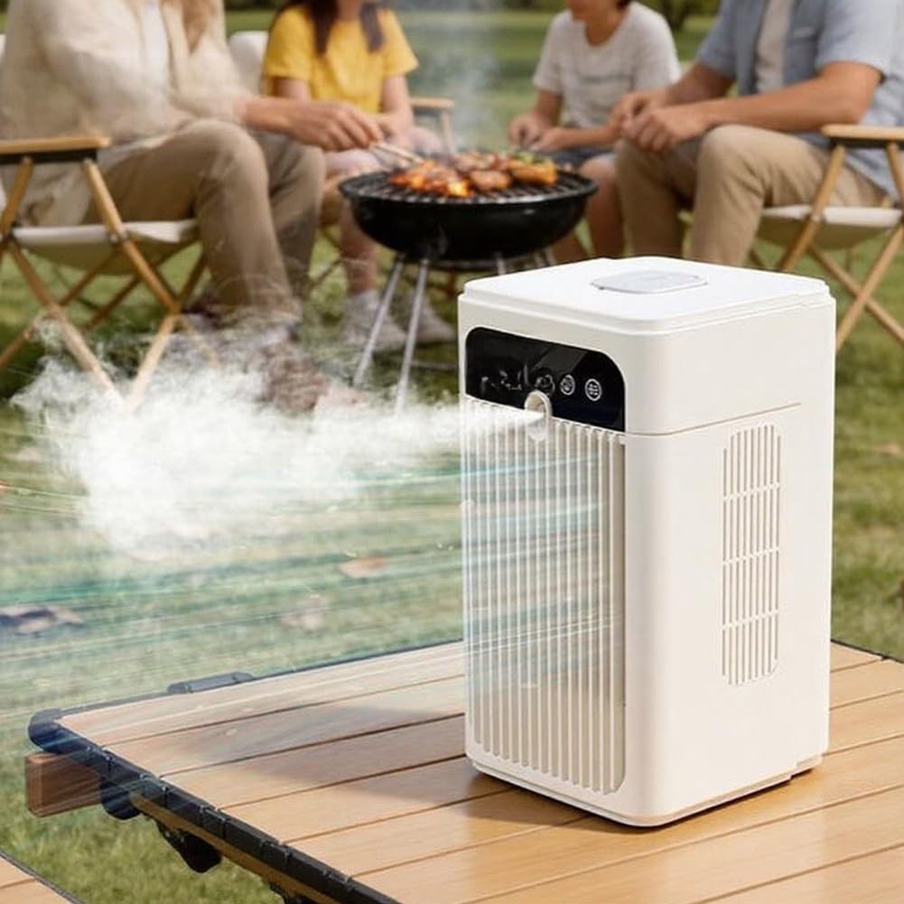  Refroidisseur Par évaporation Portable Avec Minuterie Intelligente, Ventilateur De Bureau Double De 500 Ml, Rechargeable 3000 MAh Pour La Maison, Le Fitness, La Salle De Sport