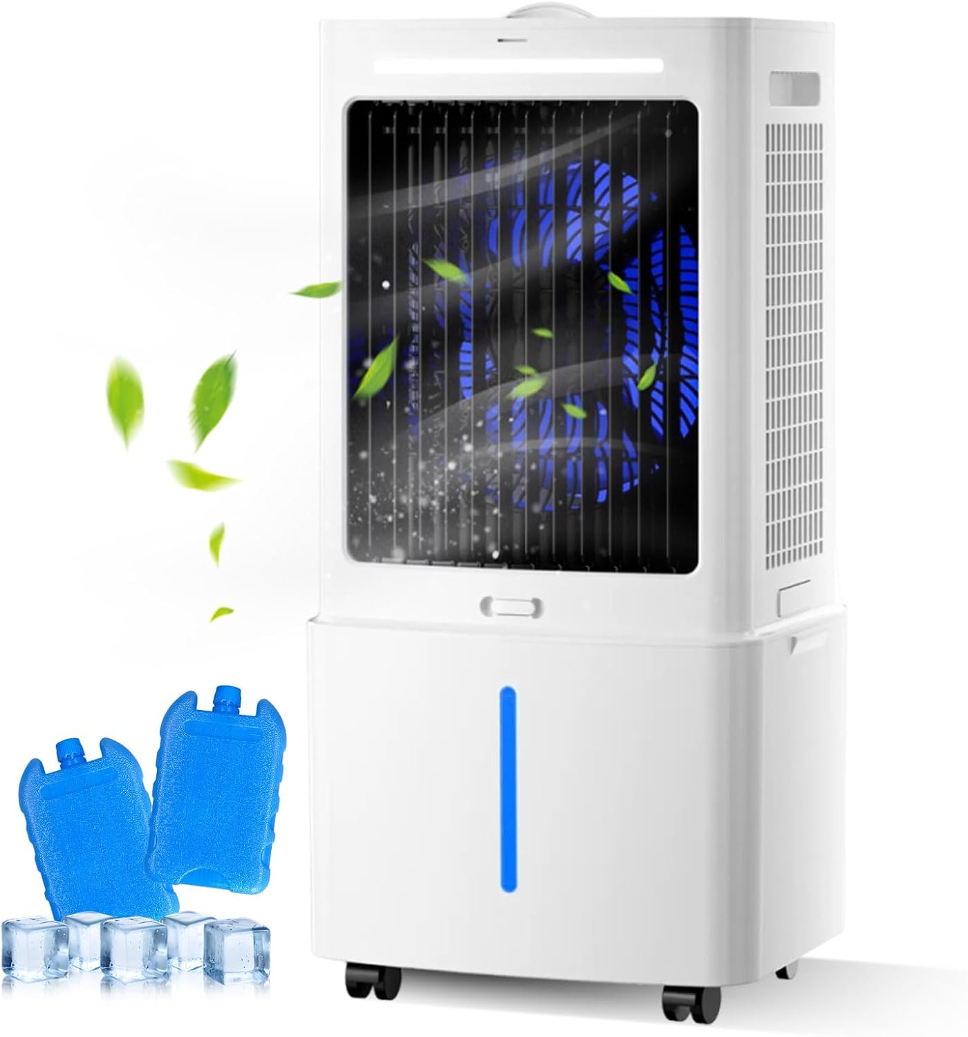  Rafraîchisseur D'Air 25L, Grand Climatiseur Évaporatif Portable, Télécommande & Minuterie, 2 Packs De Glace, Idéal Pour Grand Salon