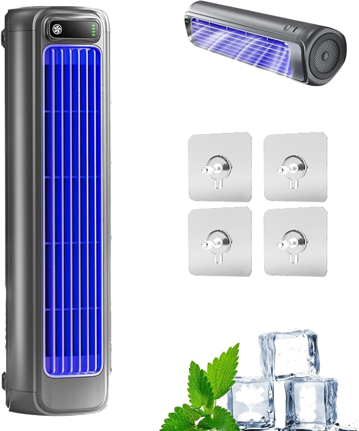  Sherum Rafraichisseur D'air Silencieux, Cooling Ace 3.0, Mini Climatiseur Portable, Avec Affichage Led, Rechargeable, Pour Chambre, Bureau, Maison, Restez Au Frais En Été (Blanc)