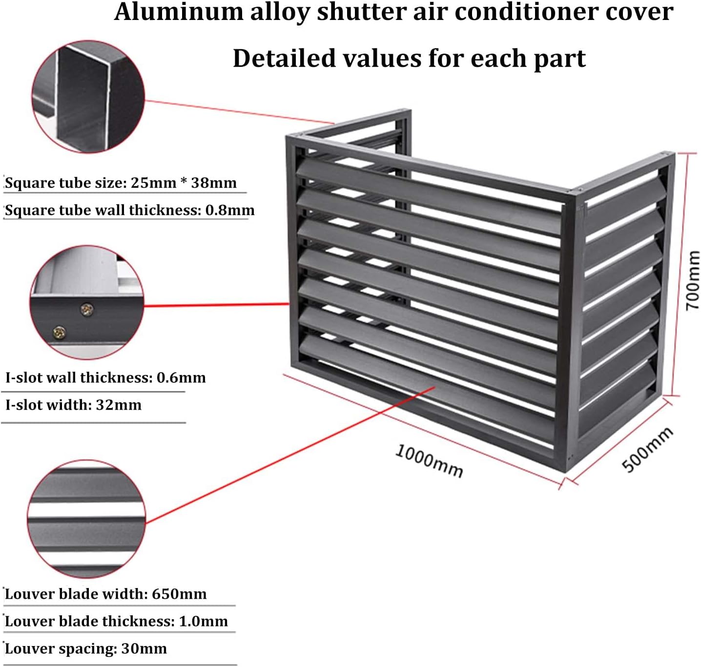 GENERIC Housse En Aluminium Pour Climatiseur Toutes Saisons – Décoration Extérieure Pour Unités De Climatisation Et Poubelles – Protection Autoportante Pour équipement D'extérieur