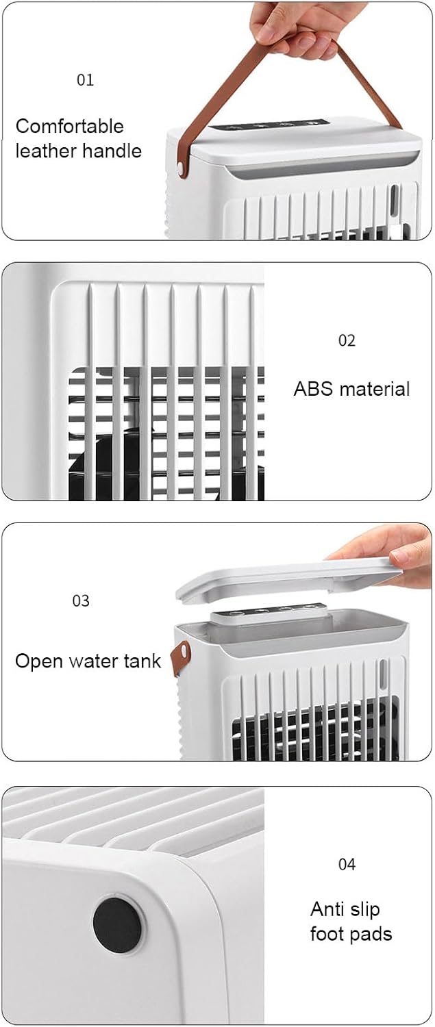  Climatiseur Portable Moteur Puissant 2 Modes De Brume De Refroidissement Ventilateur 5 Vitesses 7 LED Pour La Maison, Le Bureau, Le Dortoir, Le Camping Avec Réservoir De 680 Ml