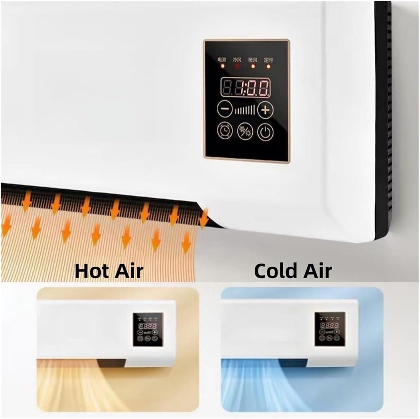  Air Conditionérateur Mur Et Table, Chauffage Refroidissement 60W, Calme <45dB, Télécommande, Compact Pour Chambre De Bureau, Efficacité énergétique, Flux D'air Chaud Et Froid, Facile à Installer
