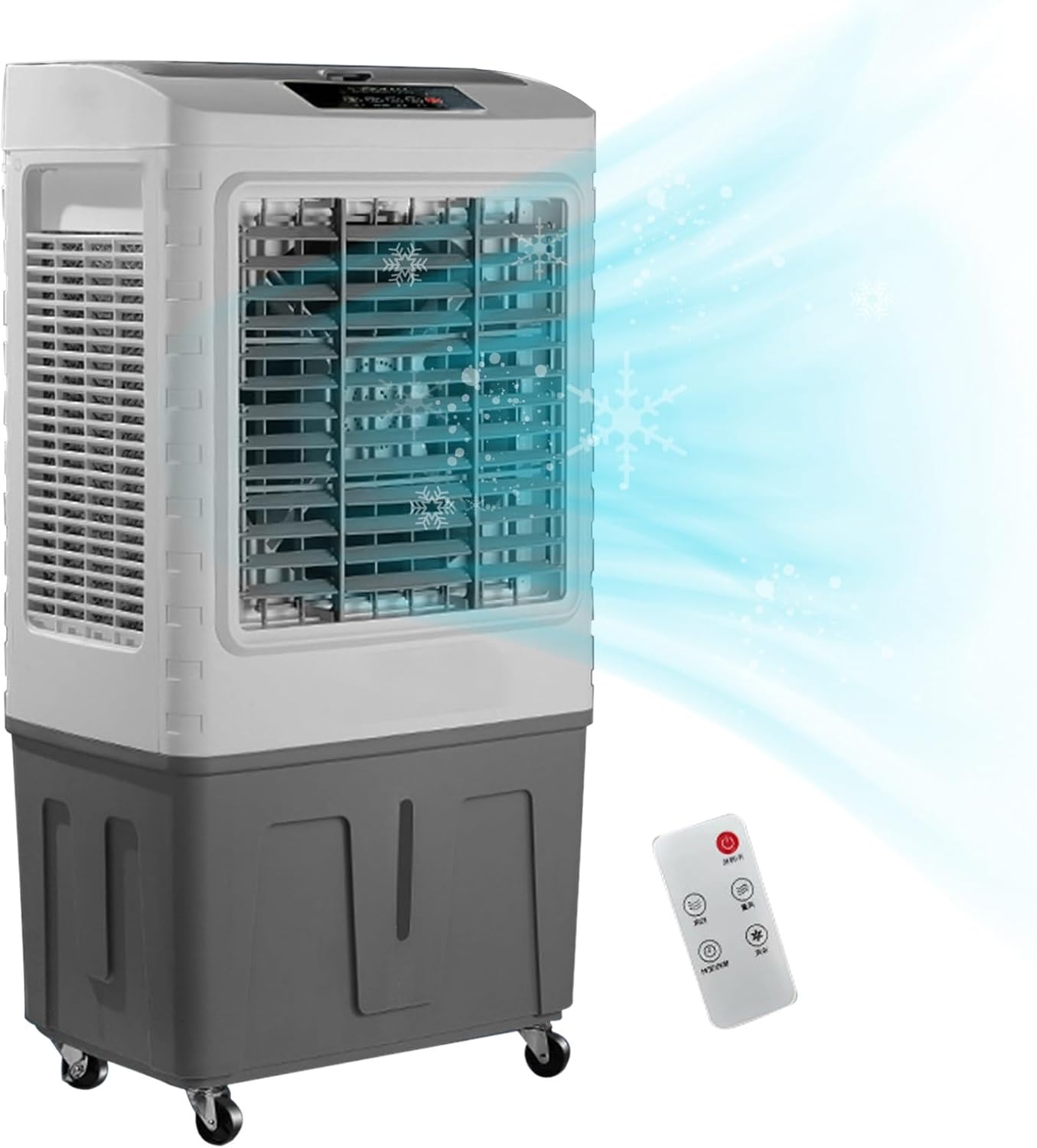 GENERIC Refroidisseur D'air Par évaporation, 1800 CFM, Avec 4 Glacières, Grand Réservoir, Oscillation à 120°, 3 Vitesses, Télécommande, Ventilateur 3 En 1 Pour Extérieur, Bureau, Maison