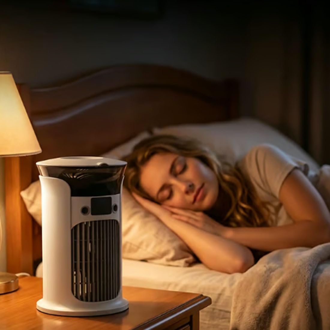 GENERIC Ventilateur De Refroidisseur D'air De Bureau 3-en-1, Ventilateur De Refroidissement De Climatiseur Portable Avec Humidificateur De Réservoir D'eau Et éclairage à Sept Couleurs (Blanc + Jaune)