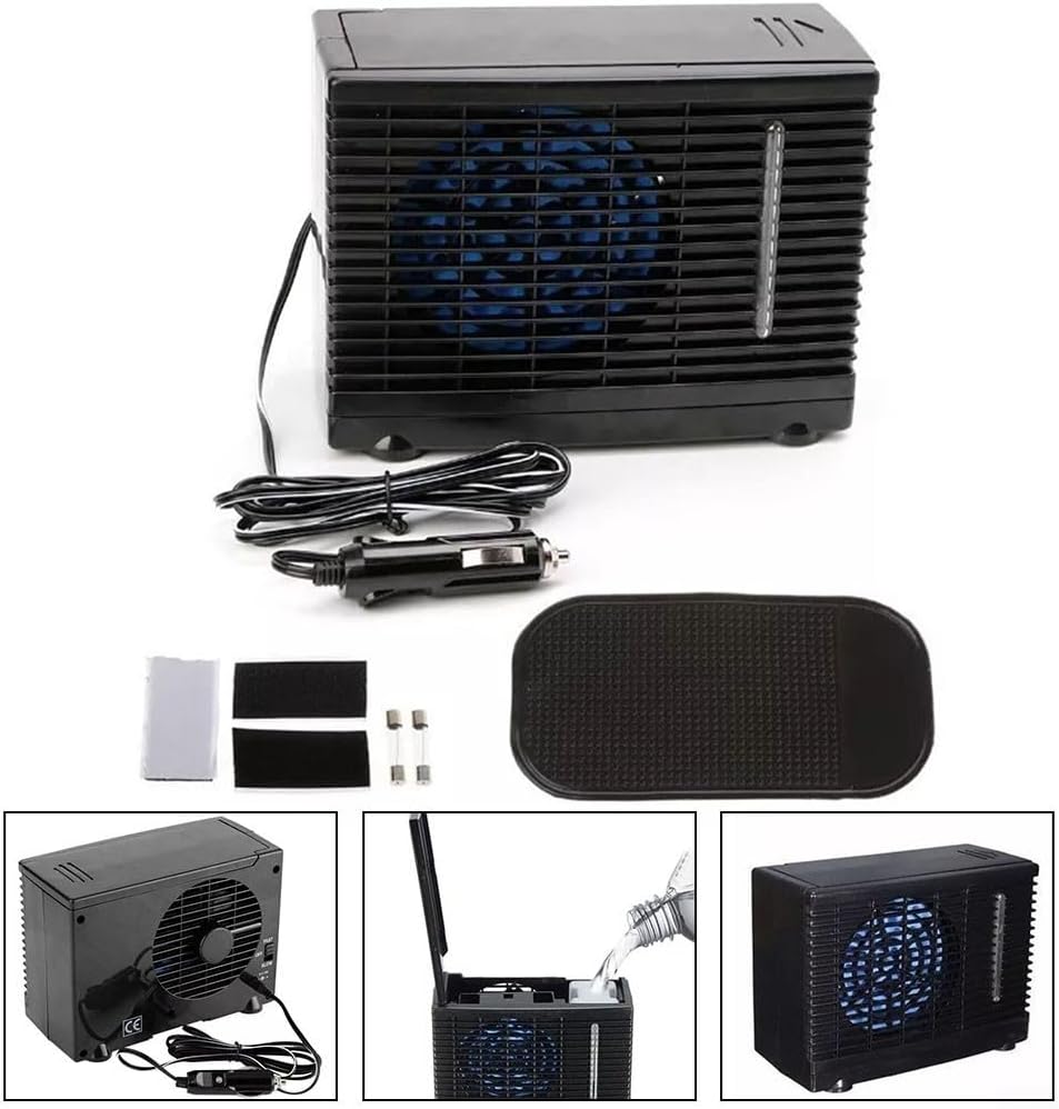  Ventilateur De Refroidissement Portable Pour Voiture Avec Climatiseur Réglable, Système De Refroidissement Par évaporation D'eau Et Glace, Ventilateur De Bureau à Faible Bruit Pour Véhicule, Camion