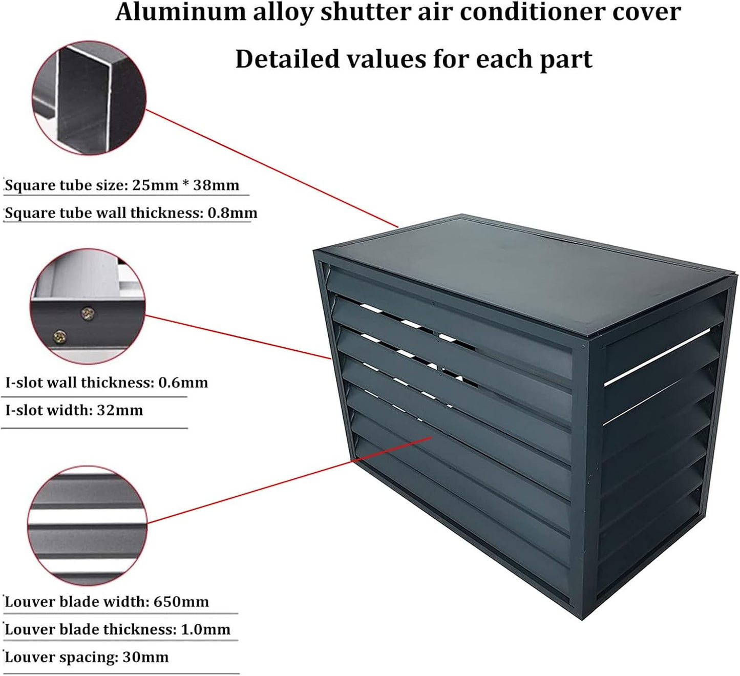  Housse De Climatiseur En Aluminium Et écran De Pompe à Chaleur – Clôture Décorative Extérieure Pour Condensateur Pour Unités De Climatisation Et Ordures – Idéal Pour Une Utilisation En Intérieur