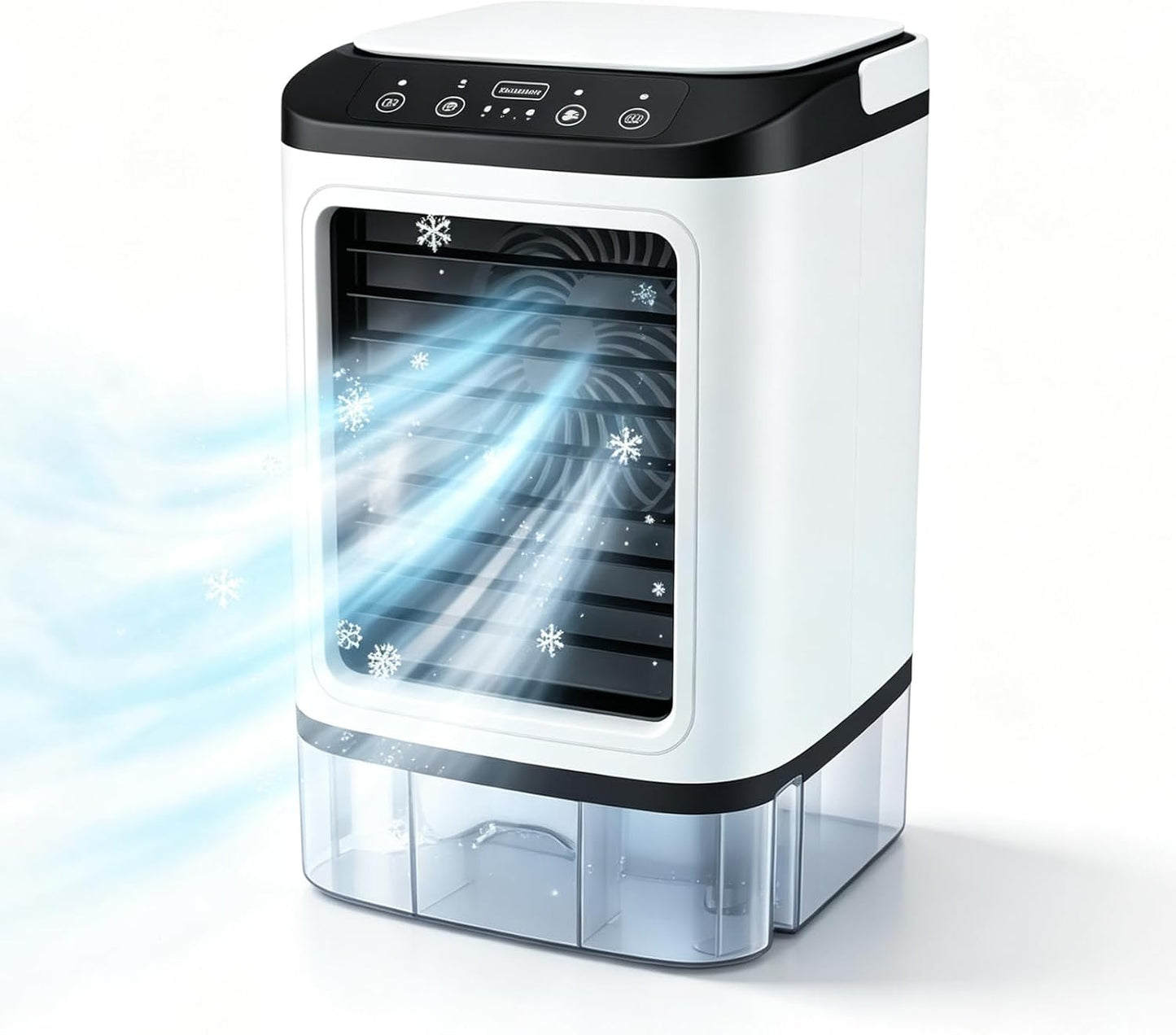  Ventilateur Portable 3 En 1 Avec Refroidissement à Eau, Climatiseur Silencieux Avec éclairage, Alimenté Par USB, 3 Vitesses, Double Brume, Réservoir D'eau De 900 Ml, Ventilateur De Table Pour La