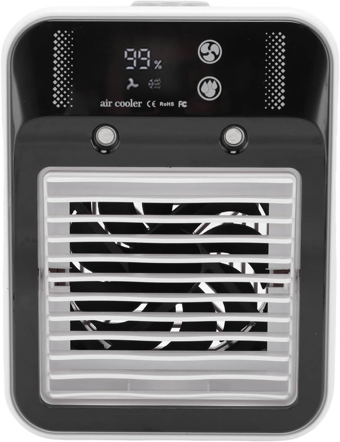 GENERIC Refroidisseur D'air Portable, 3000 MAh Rechargeable Par USB, Mini Climatiseur Avec Brume Et Affichage Numérique, Faible Bruit Pour Le Sommeil Au Bureau, 2 Modes D'humidification/vent Normal