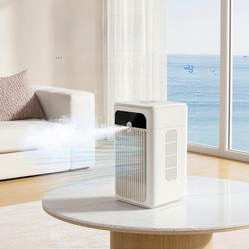  Refroidisseur Par évaporation Portable Avec Minuterie Intelligente, Ventilateur De Bureau Double De 500 Ml, Rechargeable 3000 MAh Pour La Maison, Le Fitness, La Salle De Sport
