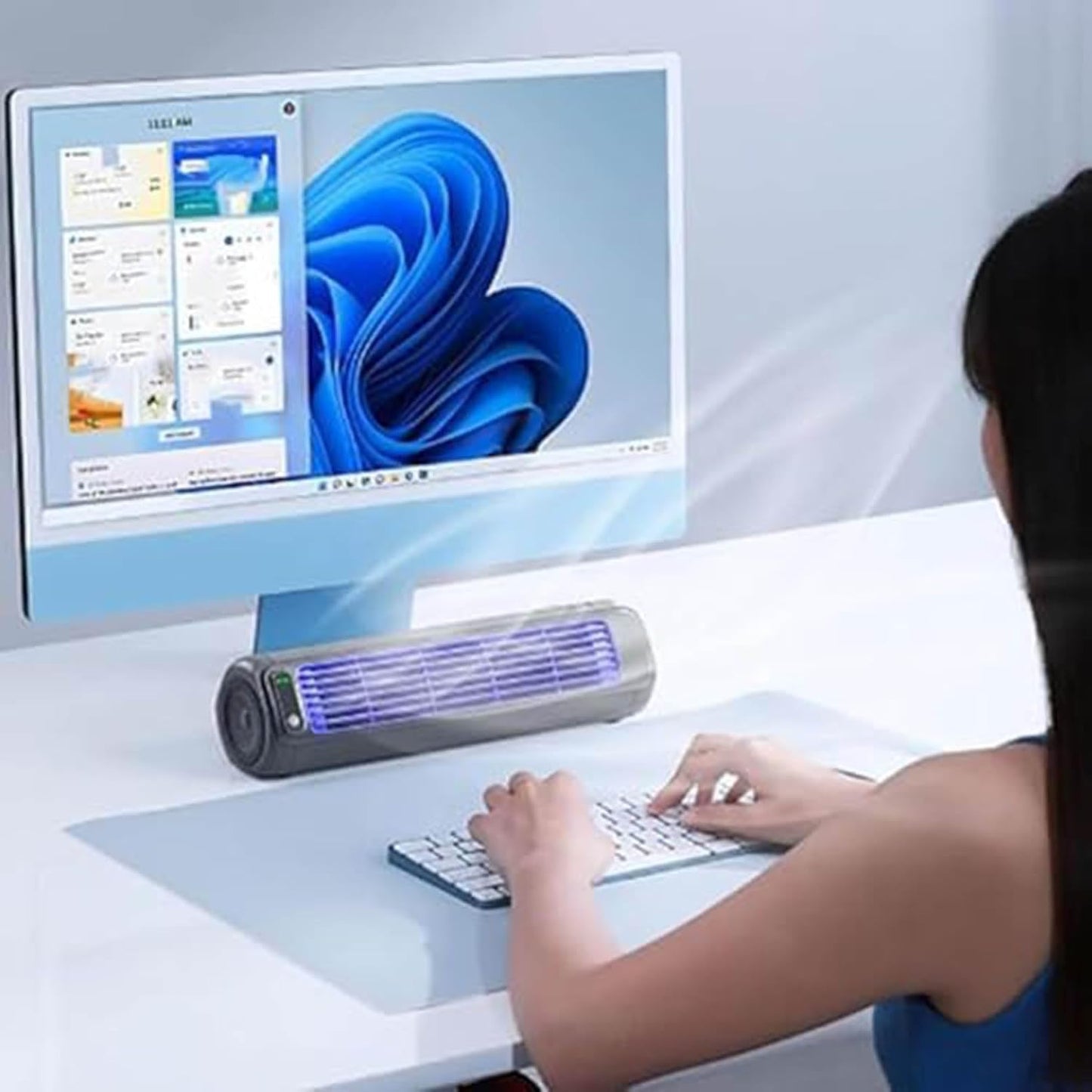 GENERIC Ventilateur De Refroidisseur D'air Portable à 3 Vitesses, Unité De Bureau à Batterie De 2000mAh Avec Charge USB, Circulateur D'air Turbo Sans Lame Silencieux Pour La Chambre De Bureau à Domicile, Conc