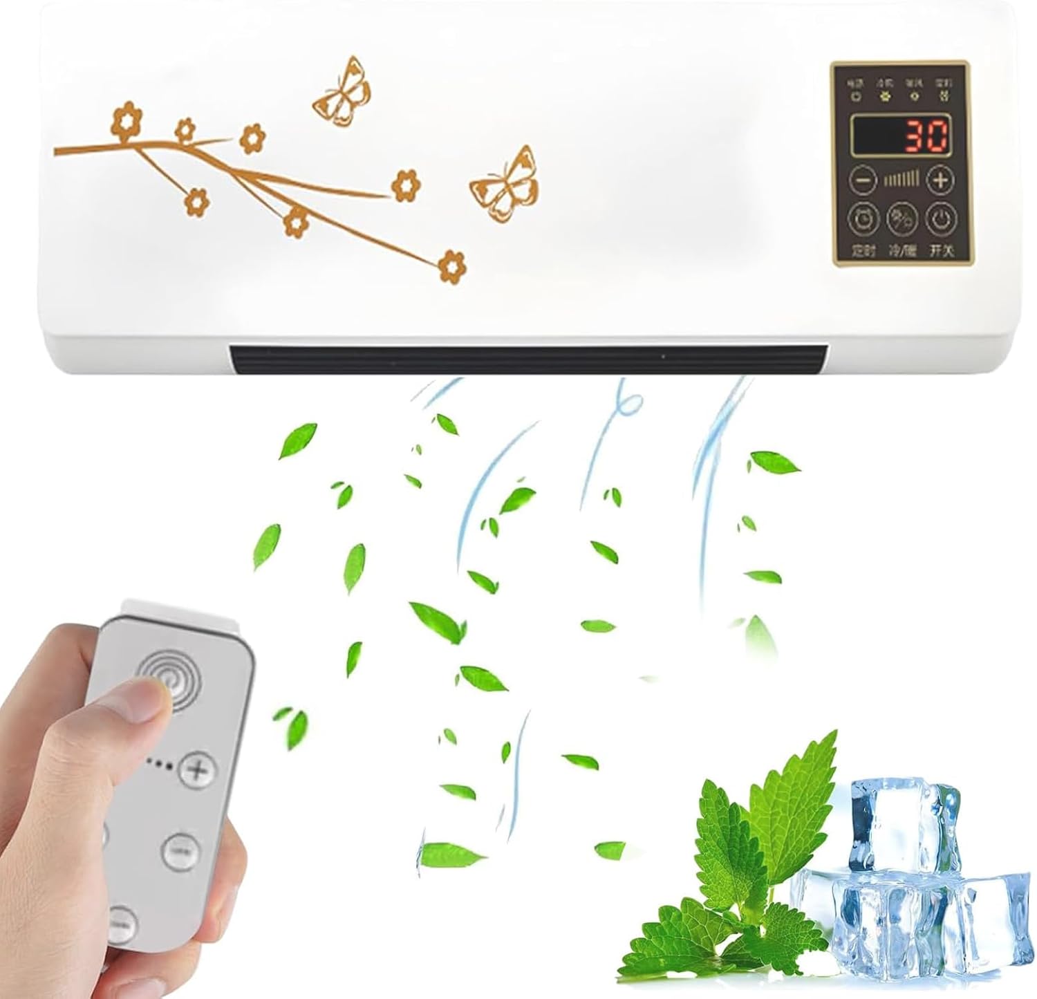  Ventille Portable Double Cool Heat Mode 30dB Ultra Calme Pour La Chambre Jusqu'à 300 Sqft Efficace D'énergie Avec Télécommande Pour L'utilisation De L'appartement De Bureau à Domicile (54 * 20 * 11.5c