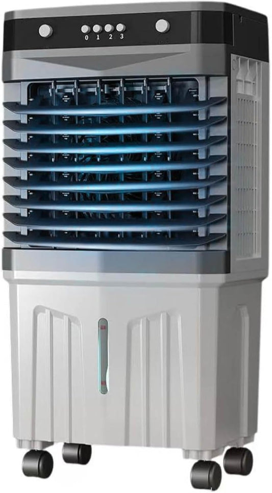 GENERIC Refroidisseur D'air Par évaporation Portable Avec Réservoir D'eau, 3 Vitesses, Minuterie 12h, Poche De Glace, Oscillation à 120°, Idéal Pour Garage Et Utilisation Industrielle Commerciale