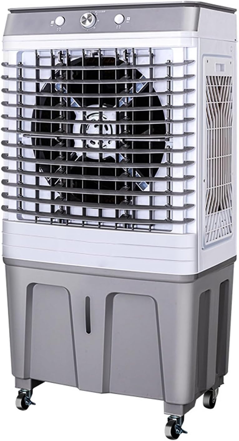  Refroidisseur D'air Par évaporation, 200 W, Réservoir De 60 L, Oscillation à 120°, Idéal Pour Terrasse, Jardin, Véranda, Usine, Bureau Et Usage Commercial.