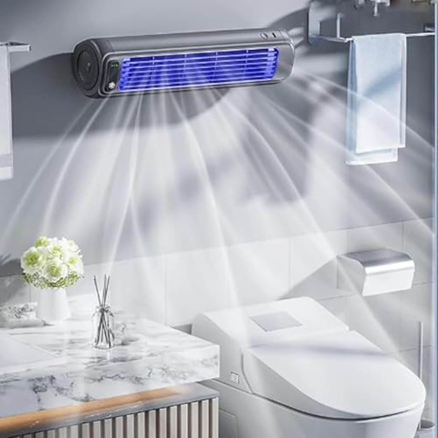 GENERIC Ventilateur De Refroidisseur D'air Portable à 3 Vitesses, Unité De Bureau à Batterie De 2000mAh Avec Charge USB, Circulateur D'air Turbo Sans Lame Silencieux Pour La Chambre De Bureau à Domicile, Conc
