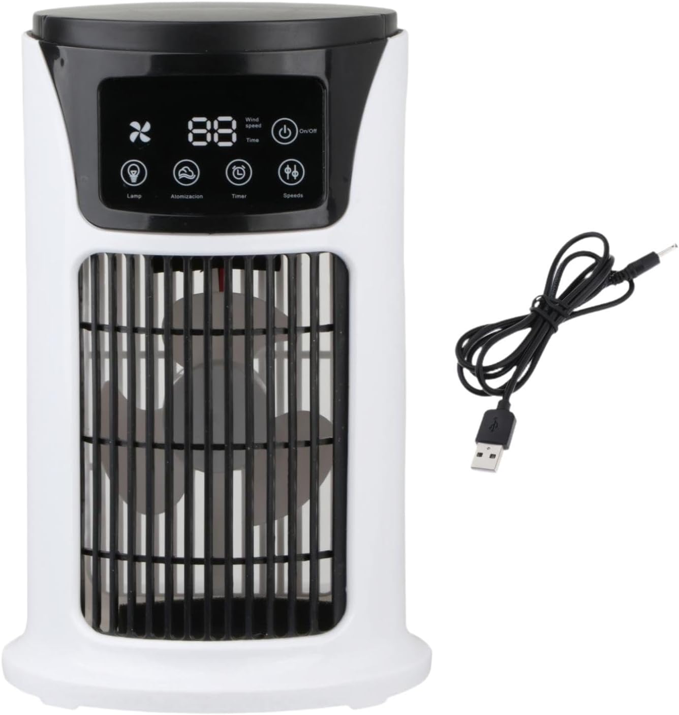  F Fityle Climatiseur Portable 6 Vitesses Avec Humidificateur, Ventilateur USB Silencieux, Ventilateur Personnel Table, Minuterie 6H, Mini Refroidisseur Évaporatif Pour Maison Et Bureau