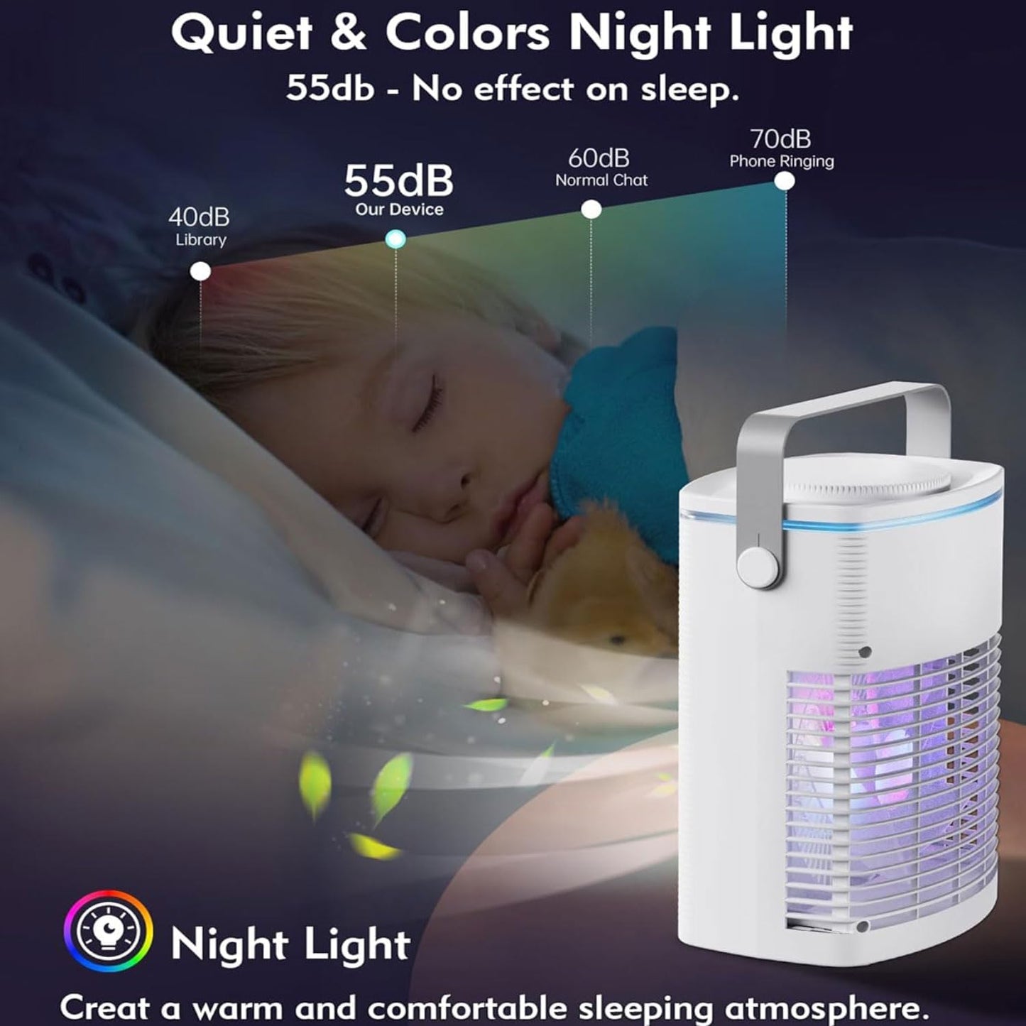  Climatiseur Portable Avec Télécommande, Silencieux, 3 Vitesses, Humidificateur Personnel à évaporation De 1000 Ml, 3 Brumisateurs, Veilleuse, Minuterie 2-8 H, Petit Climatiseur Portable Pour Chambre