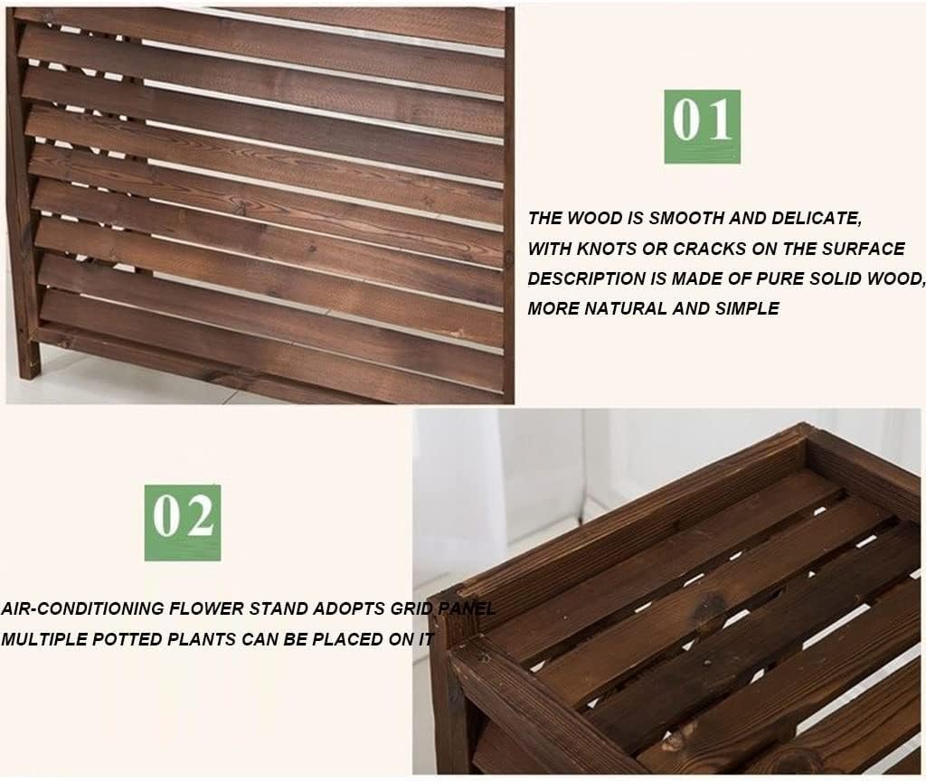  Housse De Climatiseur Extérieur En Bois, Condenseur Extérieur à Persiennes, Support Pour Plantes Marron, Boîtier De Poubelle Dissimulé, Facile à Installer