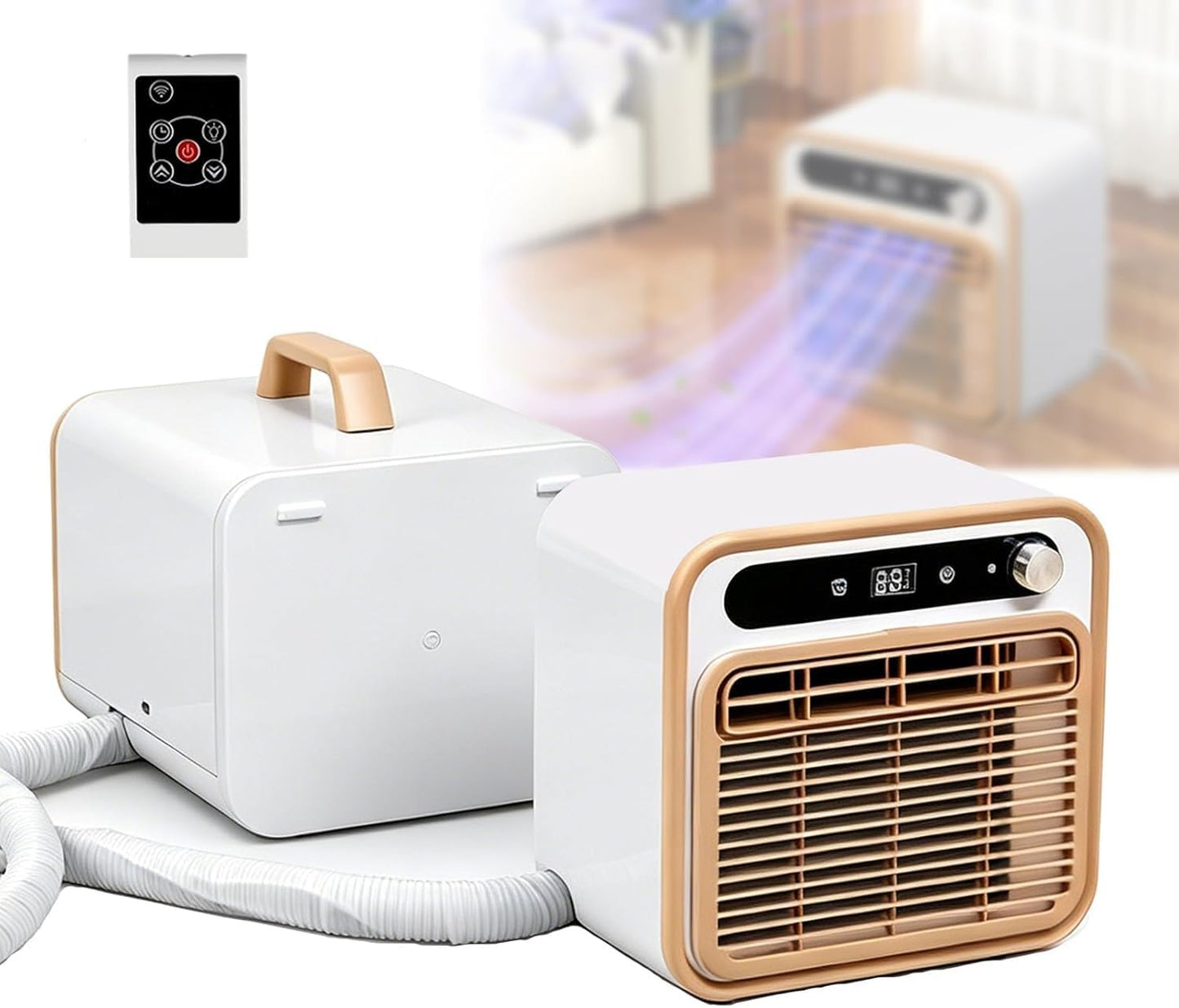 GENERIC Climatiseur Portable Split 1500 W - Unité De Refroidissement Silencieuse Avec Un Débit Dair De 130 M³/h, Minuterie 12 H, Télécommande Tactile Et One Color 2m Connecting Pipe