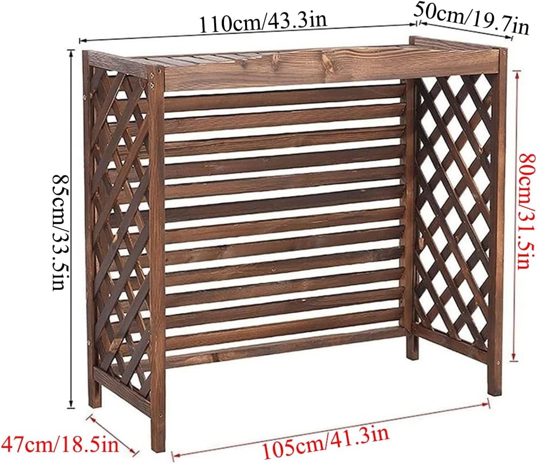 Housse De Protection Pour Climatiseur Extérieur, Clôture En Bois Pour Balcon, Cadre De Support En Bois Massif Pour Climatiseur, Flux De Pompes à Chaleur Dissimulé