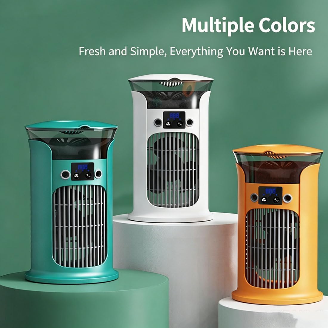 GENERIC Ventilateur De Refroidisseur D'air De Bureau 3-en-1, Ventilateur De Refroidissement De Climatiseur Portable Avec Humidificateur De Réservoir D'eau Et éclairage à Sept Couleurs (Blanc + Jaune)