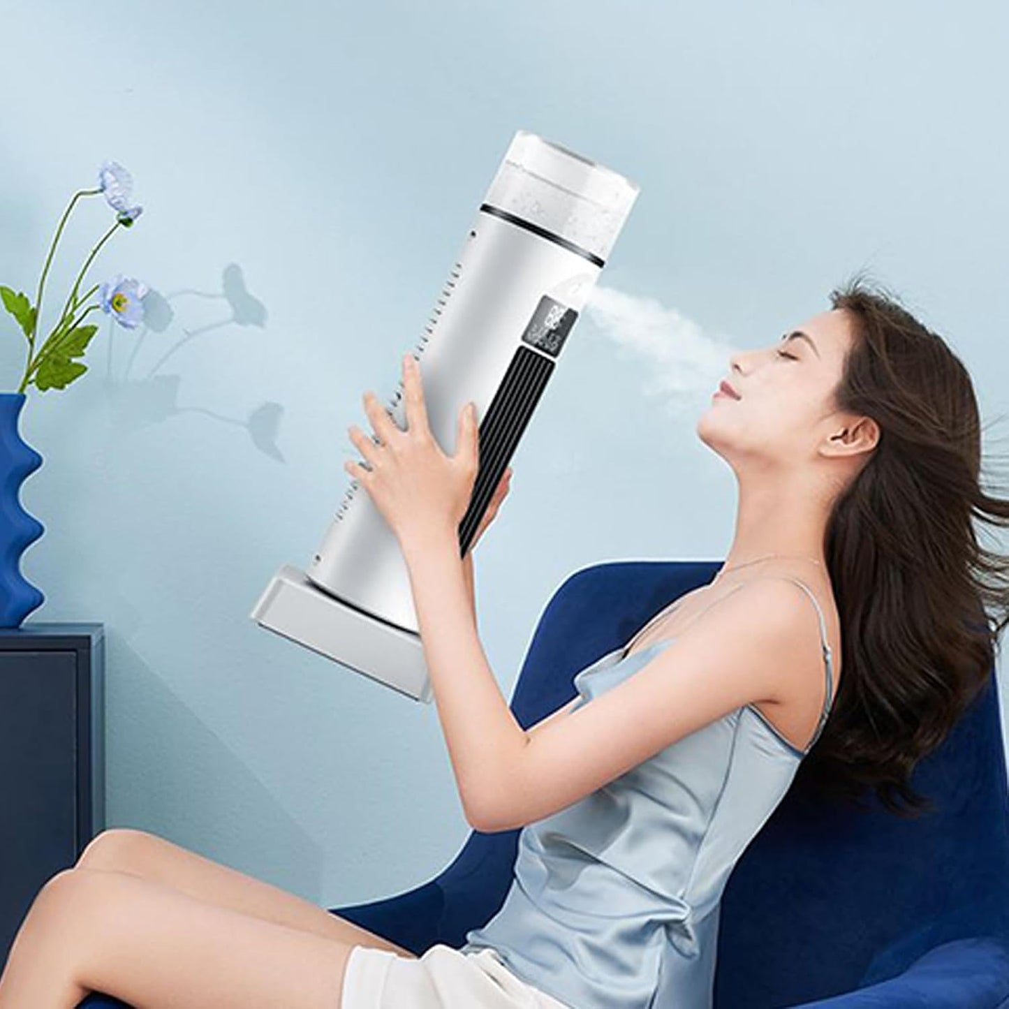 GENERIC Ventilateur AC Portable | Climatiseur à Air Frais | 6 Vitesses Oscillantes Sans Pales Avec Télécommande Et Réservoir D'eau, Humidificateur Pour La Maison, Le Bureau, Le Garage Intérieur