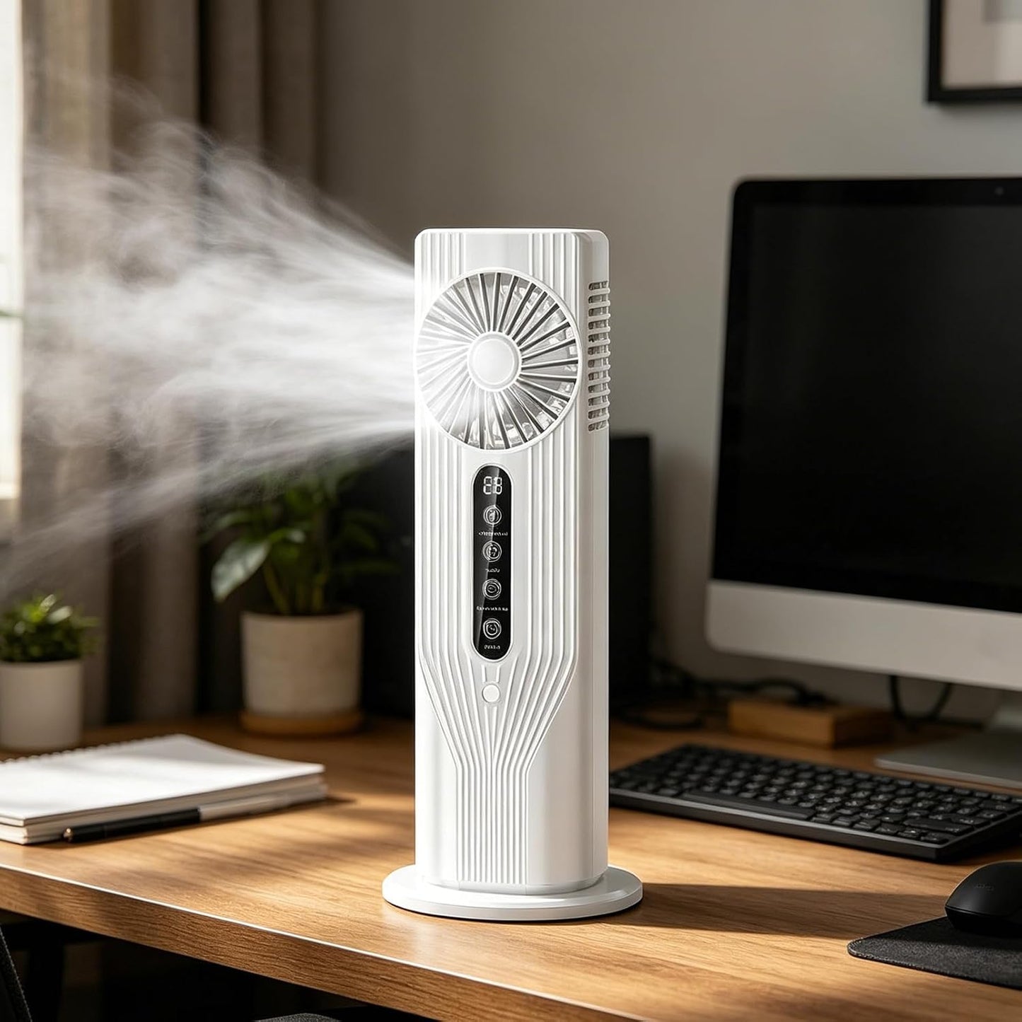  Climatiseur Mobile Sans Évacuation, Rafraichisseur D'Air Silencieux, Ventilateur Colonne Sans Lame, Climatiseur Portable Pour Chambre, Ventilateur De Table, Refroidisseur D'Air Gris Argent