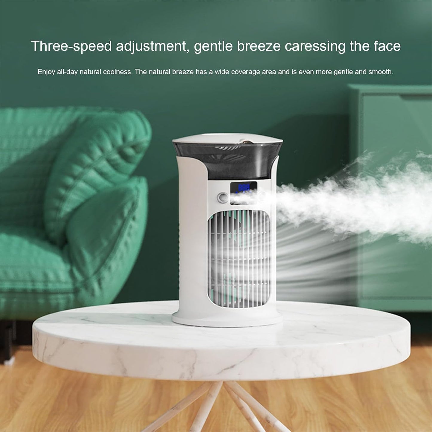  Mini Climatiseur Portable, Rafraîchisseur D'air évaporatif USB, 3 Vitesses, Sans Tuyau D'évacuation, Silencieux, Idéal Pour La Maison, Le Bureau Ou Une Chambre, Réservoir D'eau De 880 Ml (Blanc)