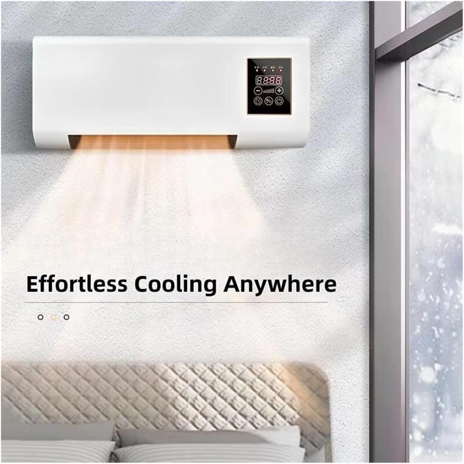  Air Conditionérateur Mur Et Table, Chauffage Refroidissement 60W, Calme <45dB, Télécommande, Compact Pour Chambre De Bureau, Efficacité énergétique, Flux D'air Chaud Et Froid, Facile à Installer