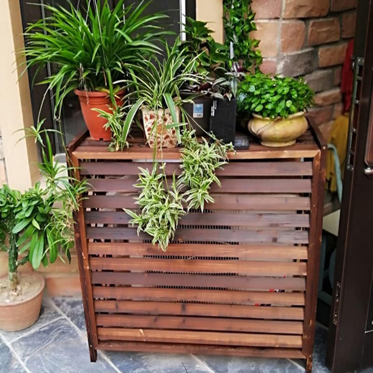  Clôture De Climatiseur D'extérieur, Housse De Climatiseur En Bois Massif Pour Pompes à Chaleur, Support Décoratif Pour Climatiseur, Support De Fleurs En Bois