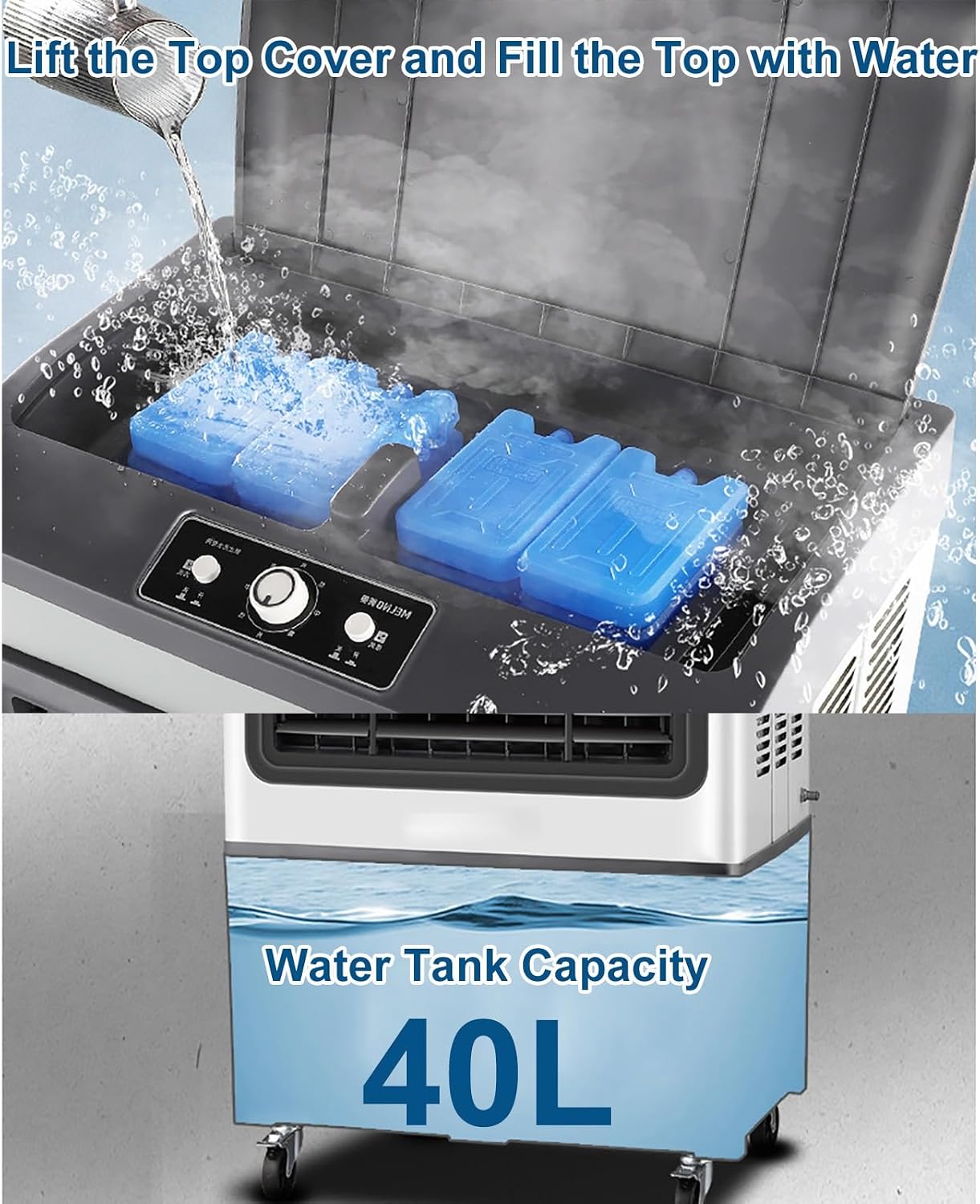 GENERIC Refroidisseur D'air évaporatif Portable Avec Grand Réservoir D'eau Pour Rafraîchir La Pièce, économe En énergie Et Silencieux Pour Le Bureau à Domicile
