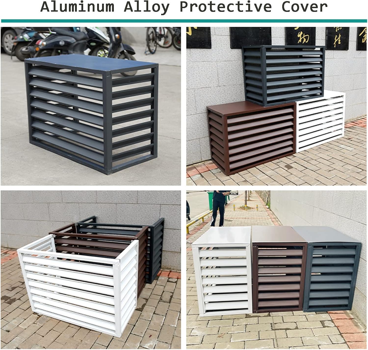 GENERIC Housse De Protection Pour Climatiseur Extérieur En Aluminium - Protection Contre Les Intempéries - Clôture Décorative Pour Unités AC Et Poubelles - Bouclier Extérieur Autonome