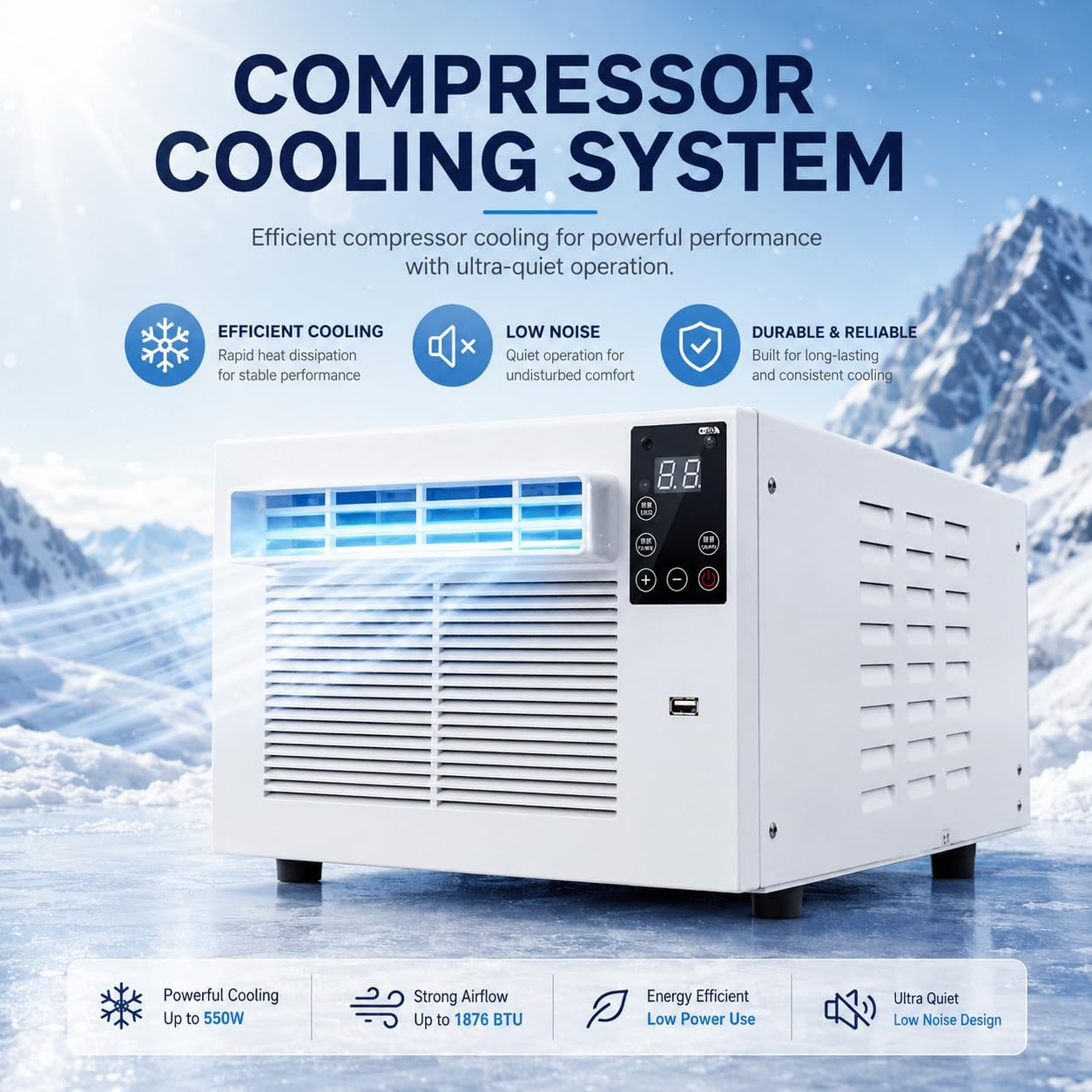 GENERIC 1876BTU Unité De Courant Alternatif Portable, Déshumidificateur Compact Pour L'espace De 5m2, Contrôle De Refroidissement Et D'humidité Silencieux, Mouvement Facile Avec Roulettes, Aucune Unité Extéri