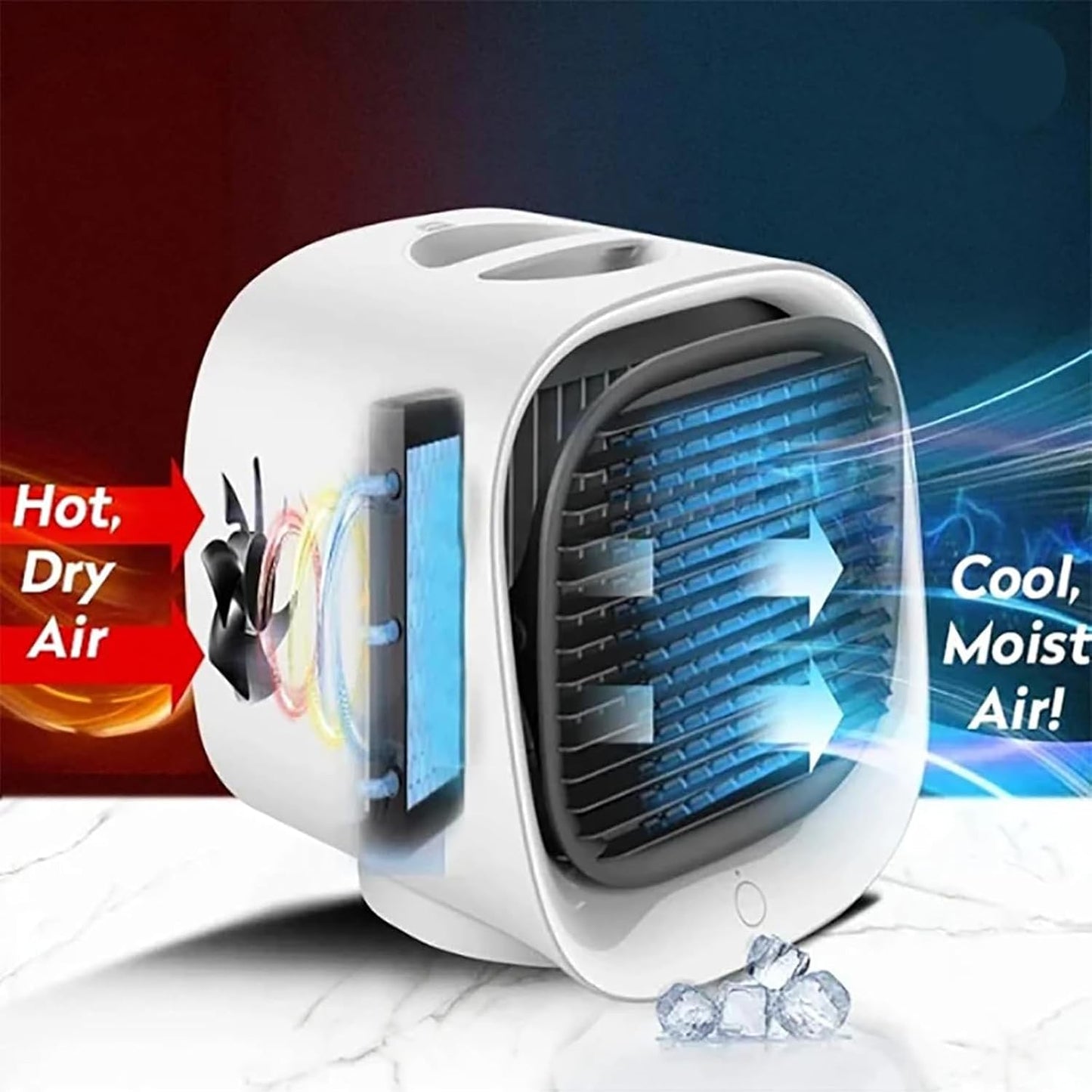  LilCooler Portable AC, Climatiseur Mobile Portable, Mini Refroidisseur D'air, Mini Air Climatiseur Ventilateur Avec 3 Vitesses Réglable Pour Chambre à Coucher, Bureau (Blanc)
