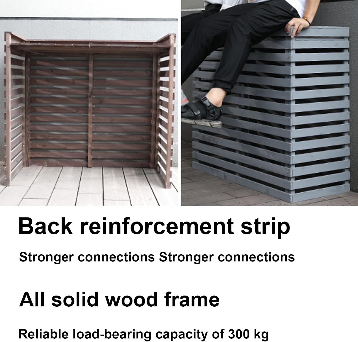 GENERIC Bonsai Design Housse En Bois Pour Climatiseur – Protection D'unité Extérieure | Cadre AC Polyvalent Pour Toutes Les Scènes | Design élégant En Maille Pour Une Utilisation Toute L'année