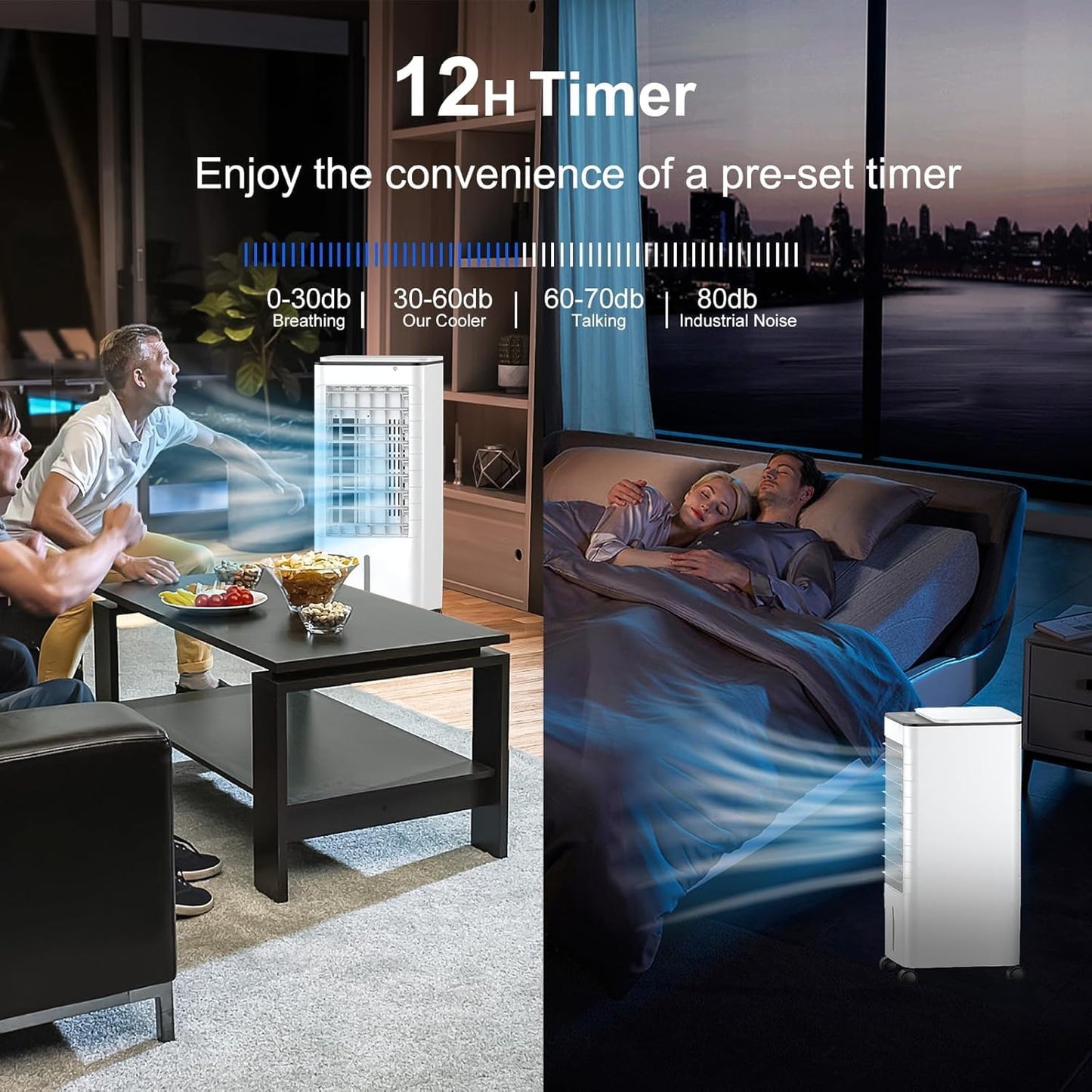 GENERIC Climatisation à évaporation Portable 3in1, Refroidisseur D'air Oscillant Avec Fonction D'humidificateur, Télécommande, Minuterie, 40dB Calme, Pour La Maison Et Le Bureau, Économe En énergie