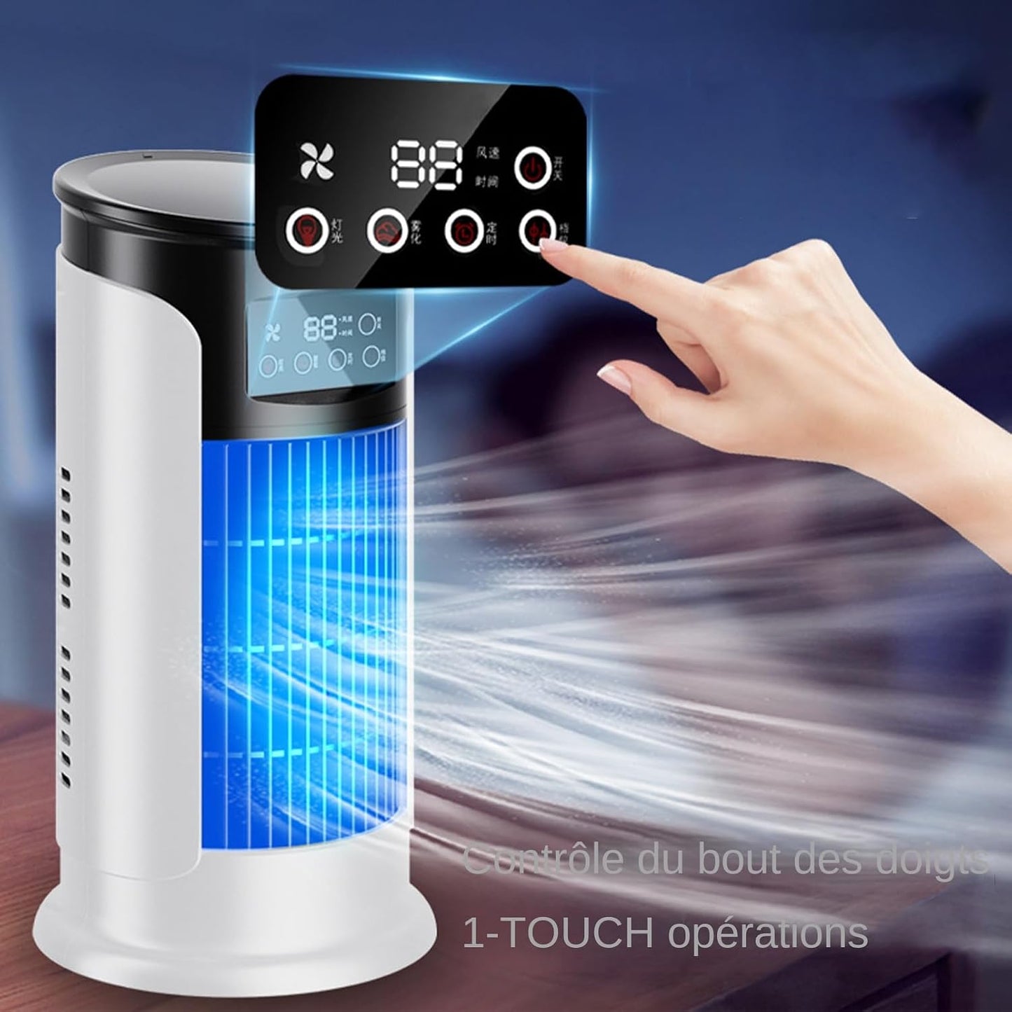  Ventilateur Climatiseur, Ventilateur Personnel Rafraîchisseur D'Air Évaporatif, Vitesses Réglables - Réservoir 300ml - Silencieux Pour Bureau, Domicile Et Voyage