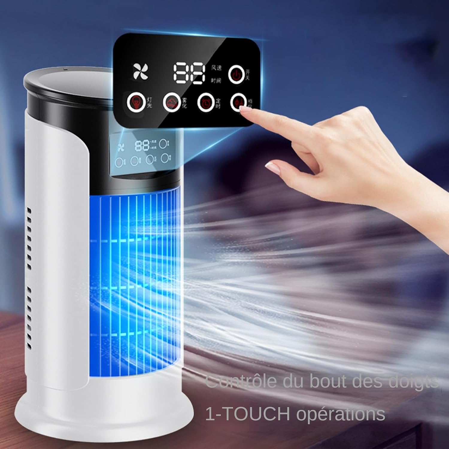  Ventilateur Climatiseur, Ventilateur Personnel Rafraîchisseur D'Air Évaporatif, Vitesses Réglables - Réservoir 300ml - Silencieux Pour Bureau, Domicile Et Voyage