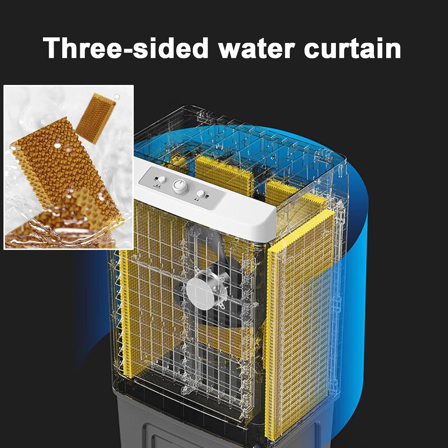  Refroidisseur D'air Par évaporation, 200 W, Réservoir De 60 L, Oscillation à 120°, Idéal Pour Terrasse, Jardin, Véranda, Usine, Bureau Et Usage Commercial.