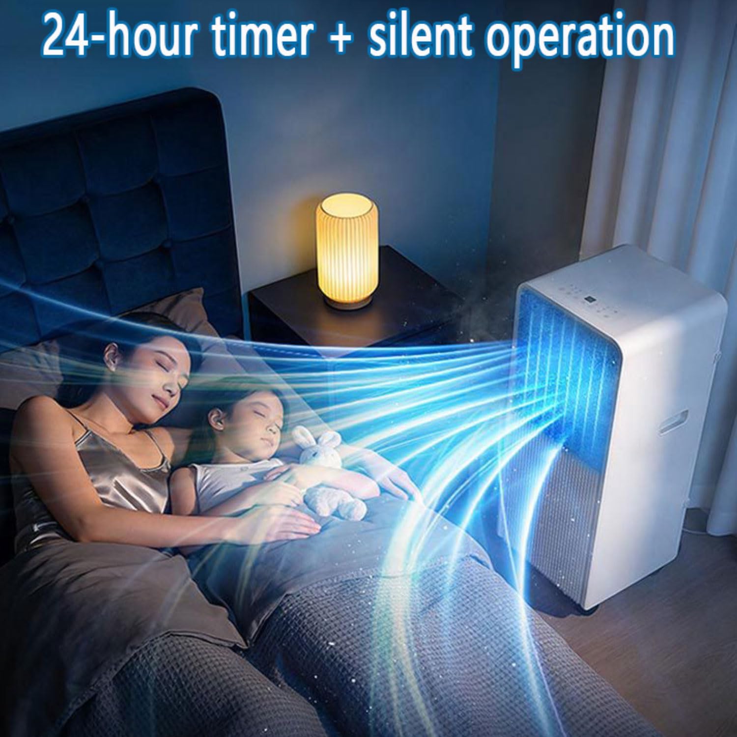  Climatiseur Portable 8000 BTU Pour Grande Pièce Jusqu'à 300 Pieds Carrés, AC Intelligent Avec Télécommande, Refroidissement Rapide, Déshumidificateur, Mode De Sommeil Silencieux, Kit De Fenêtre Inclus