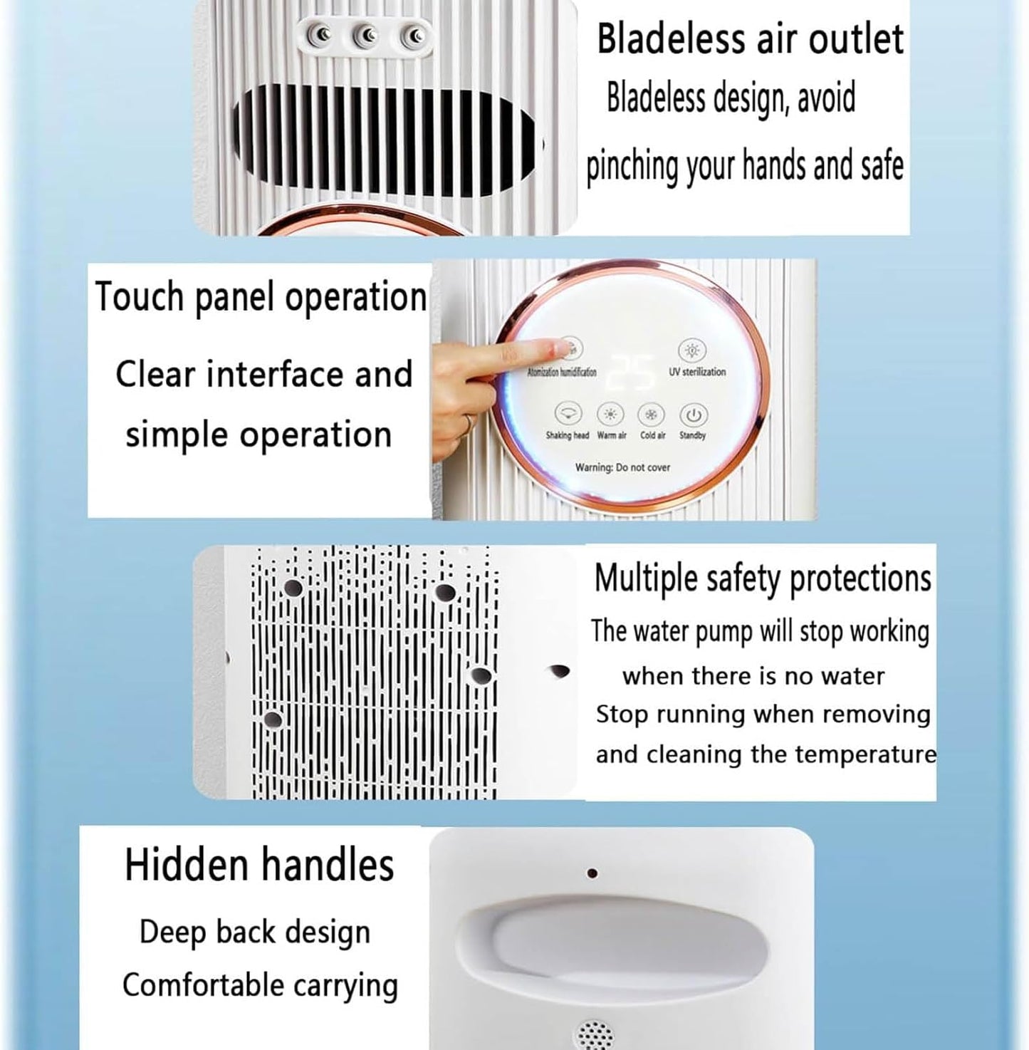 GENERIC Refroidisseur Par évaporation Portable Avec Télécommande, 4 Modes, 3 Vitesses, Minuterie 12 H, Réservoir De 1,2 L, Ventilateur Tour Silencieux Pour Chambre à Coucher Et Bureau