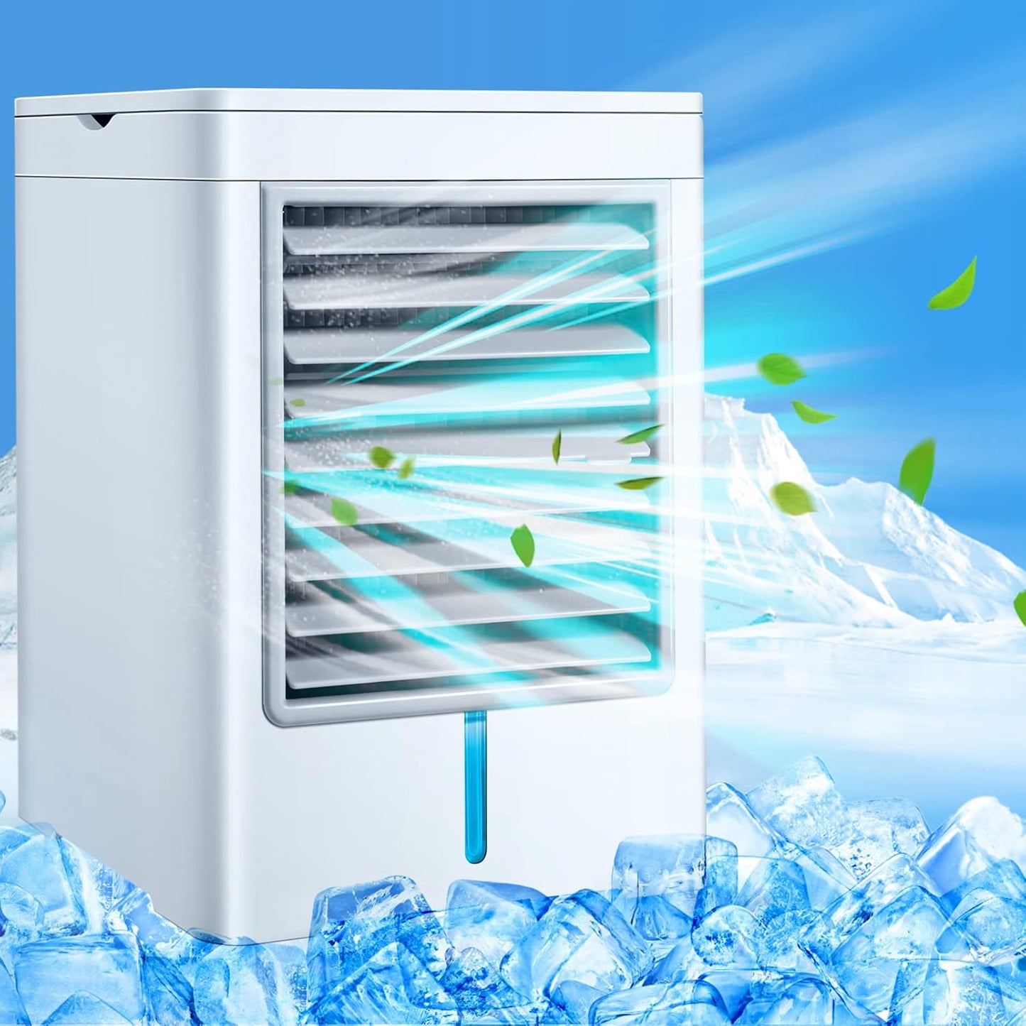  Climatiseur Mobile Portable, Refroidisseur D’Air Silencieux Avec Grand Réservoir D’Eau, Mini Ventilateur De Bureau à Plusieurs Vitesses, Pour Chambre, Bureau, Camping, Voiture, Noir/Blanc