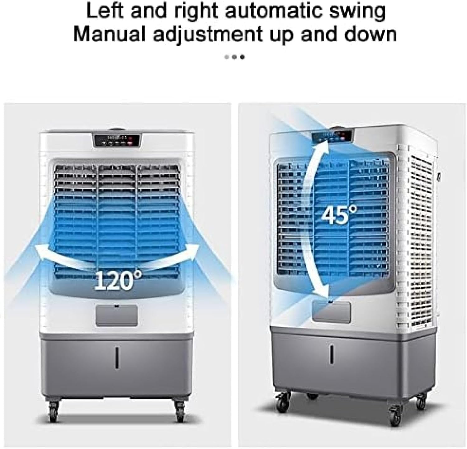 GENERIC Refroidisseur D'air évaporatif 55L Avec Packs De Glace, Humidificateur De Ventilateur De Tour Portable Pour Le Bureau à Domicile.Caractéristiques Grand Réservoir, 3 Vitesses Et Roulettes Pour Une Mobi