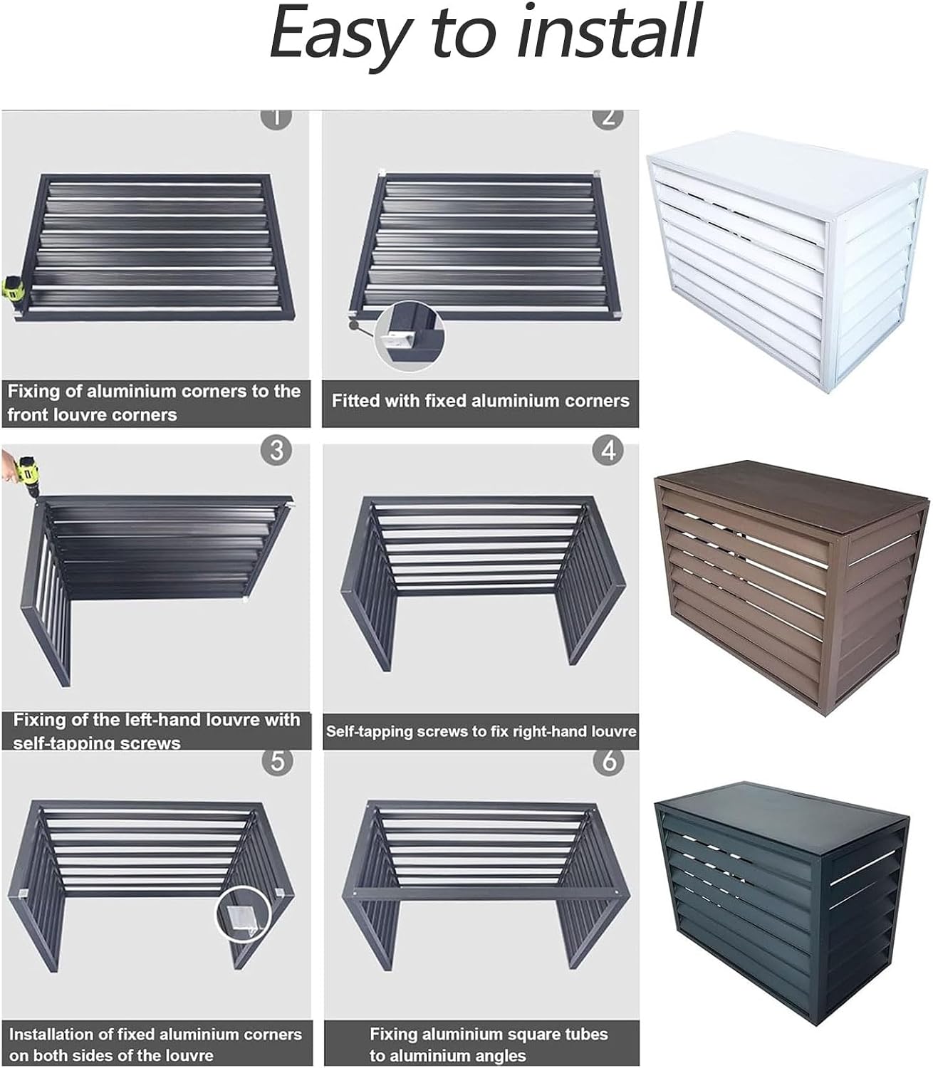 GENERIC Housse De Protection Pour Climatiseur Extérieur En Aluminium Pour Pompe à Chaleur 1,5P/2 ~ 3P/5P Unités Résistantes Aux Intempéries AC Clôture D'intimité Utilisation Extérieure Empêche Les Dommages Et